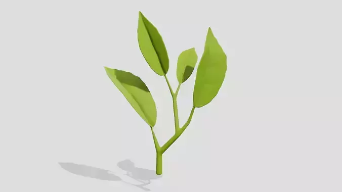 Tea plant branch with green leaves 3D model
