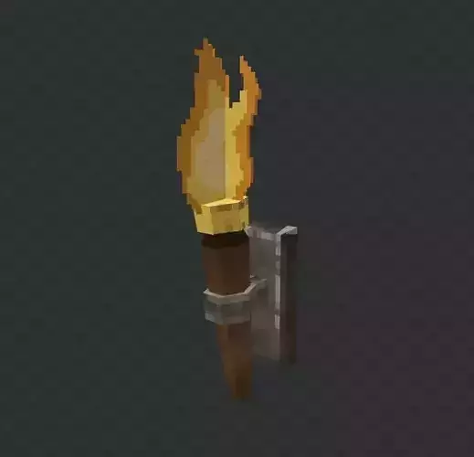 3d pixel torch Low-poly 3D model