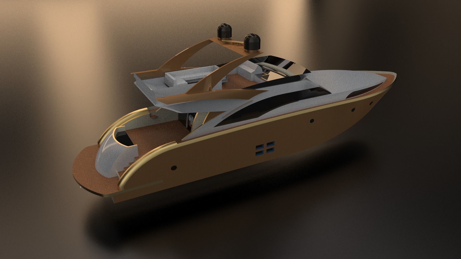 recreational yacht 3D model_2