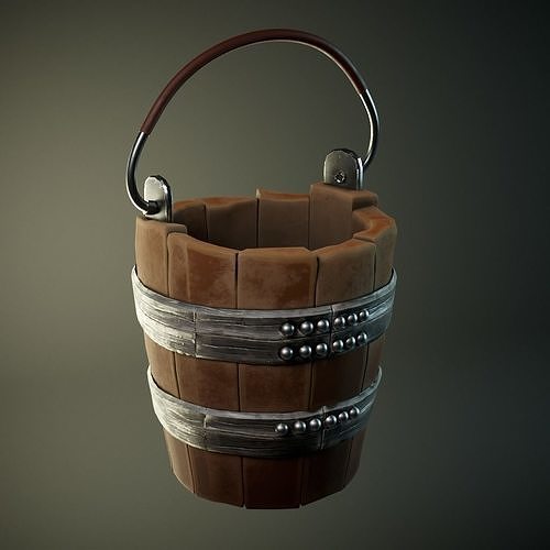 Stylized Water Bucket Low-poly 3D model
