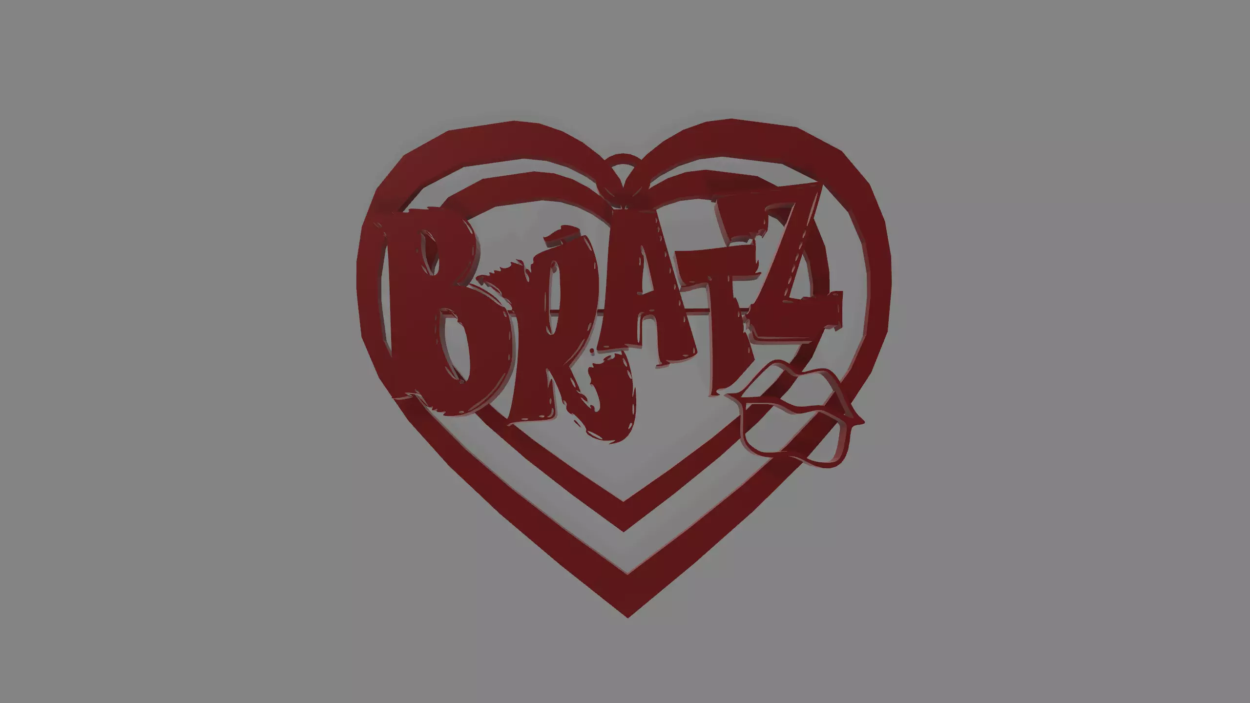 Bratz earring in the shape of a heart with a kiss  3D print model_0
