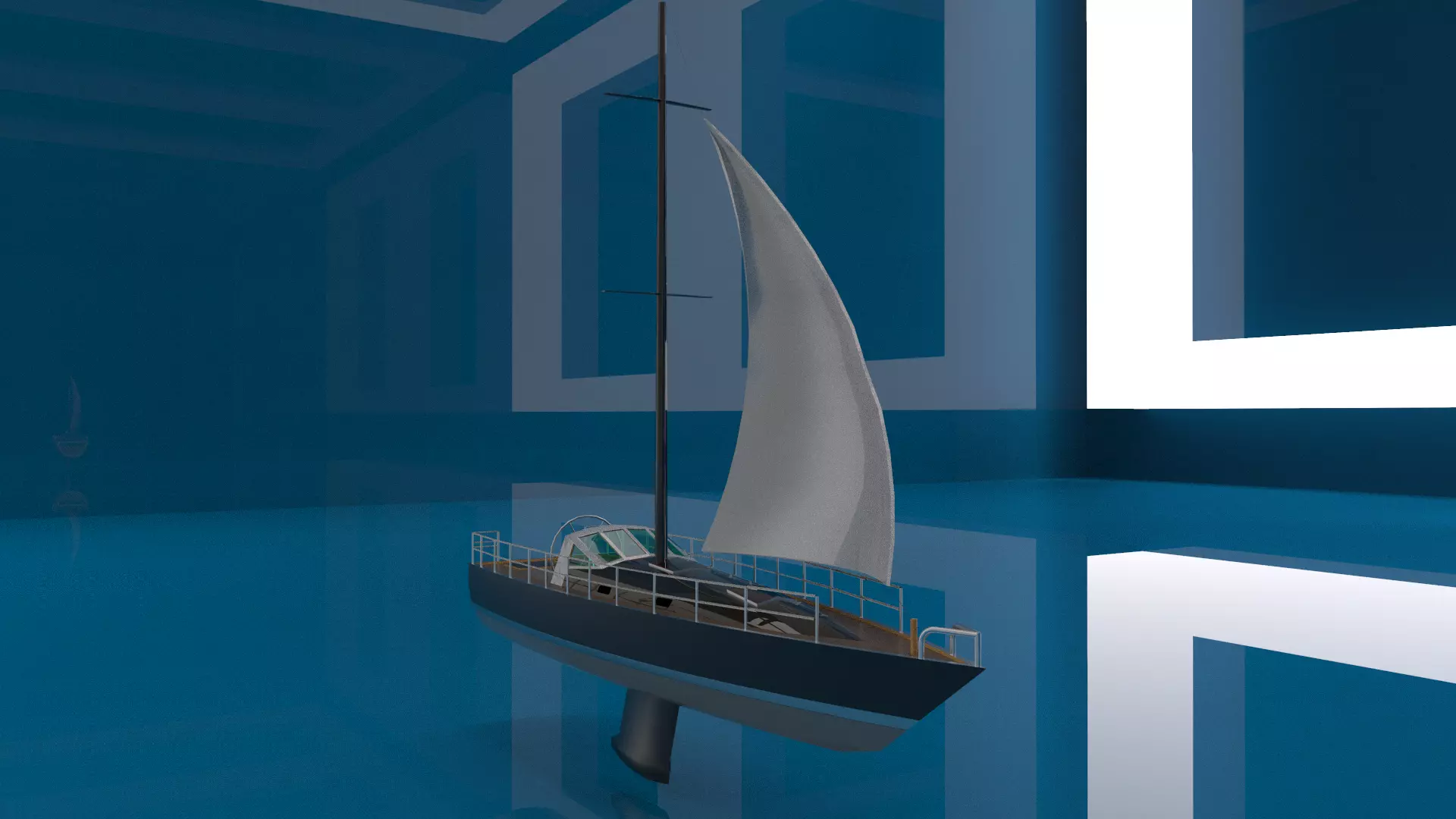 sailing yacht 3D model_0