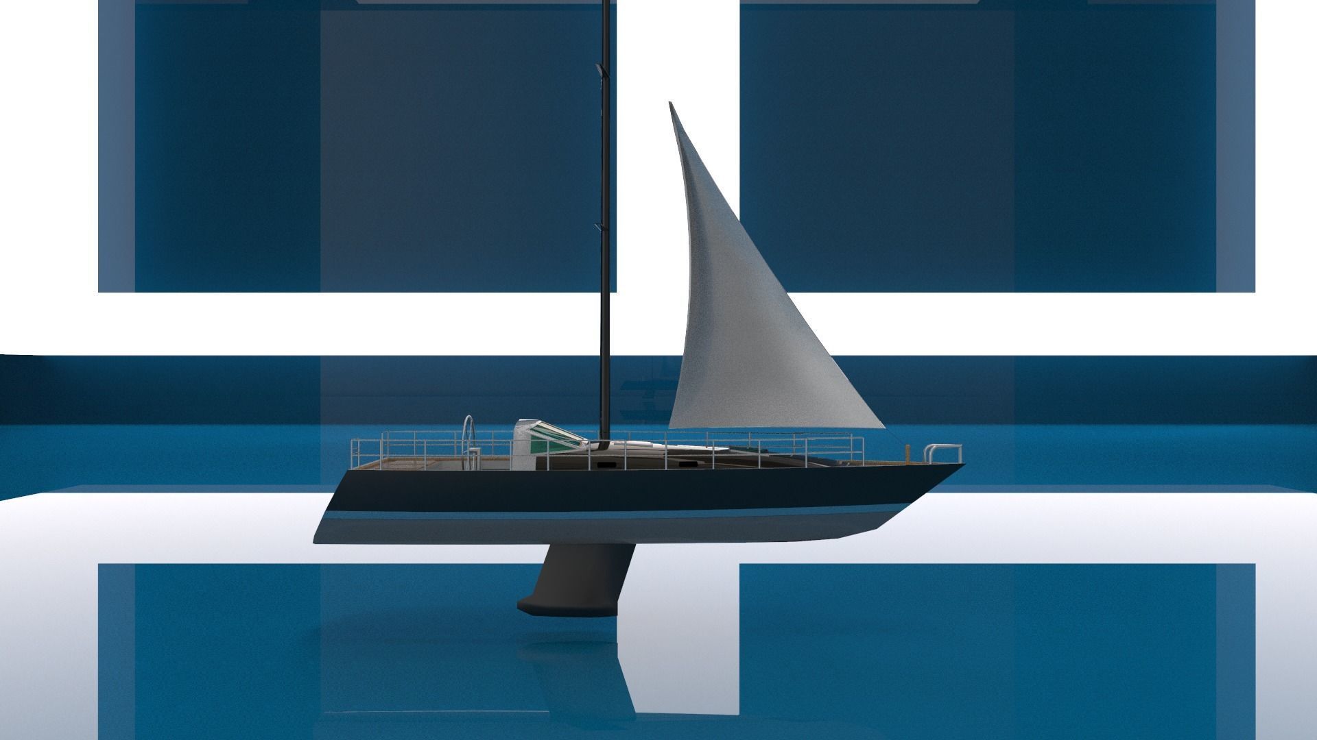 sailing yacht 3D model_1