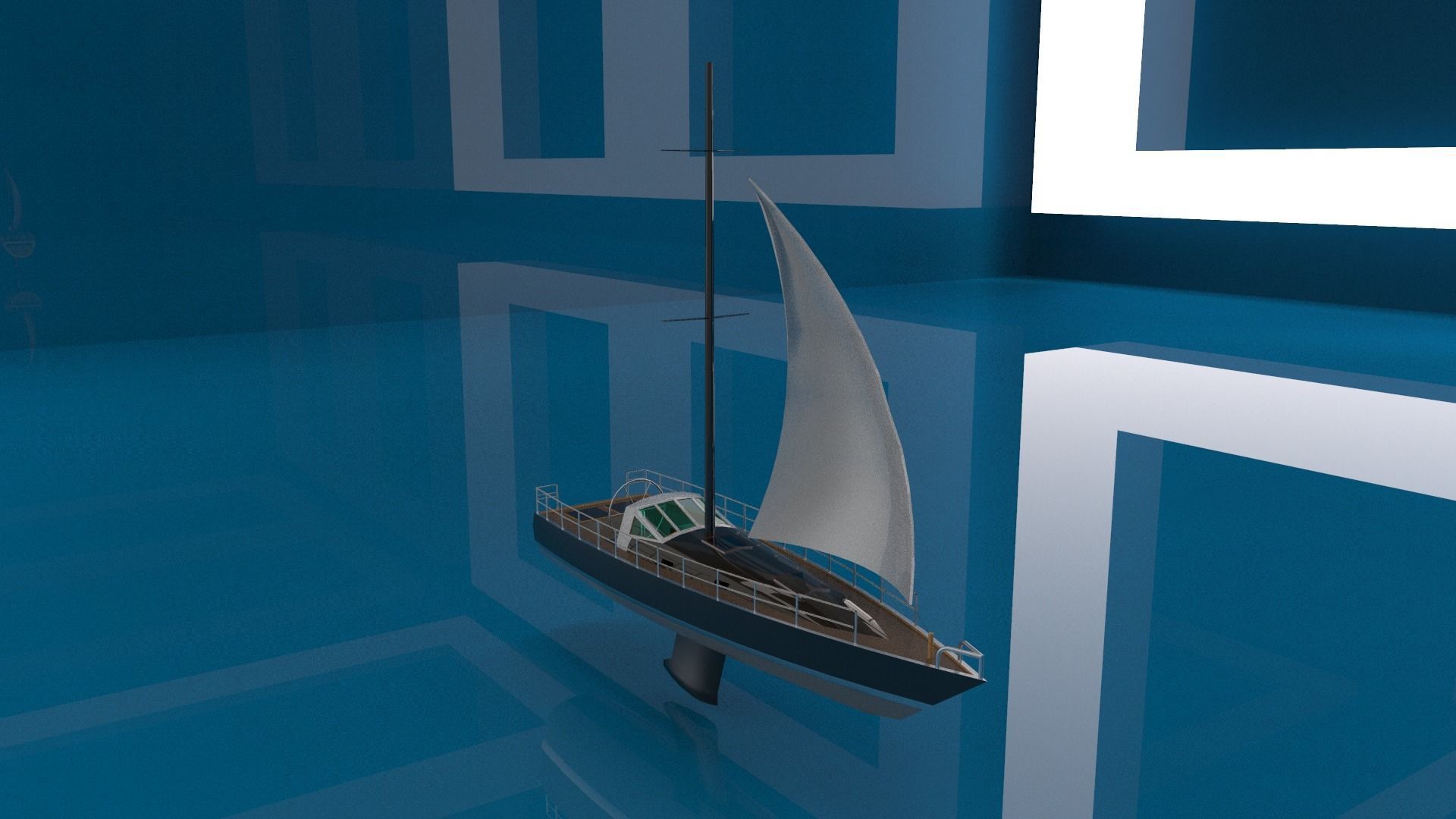 sailing yacht 3D model_2