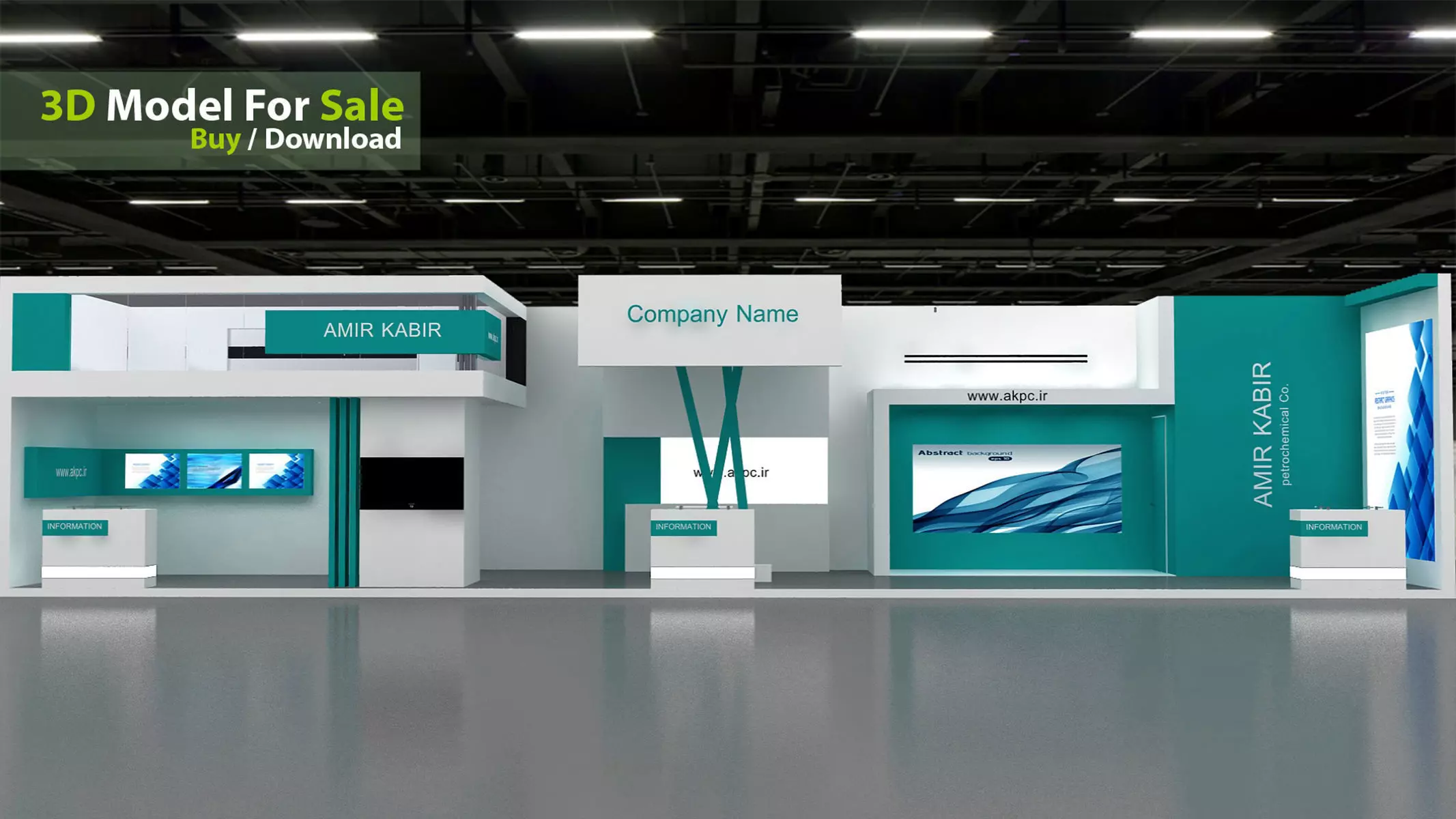 Exhibition booth Low-poly 3D model_1