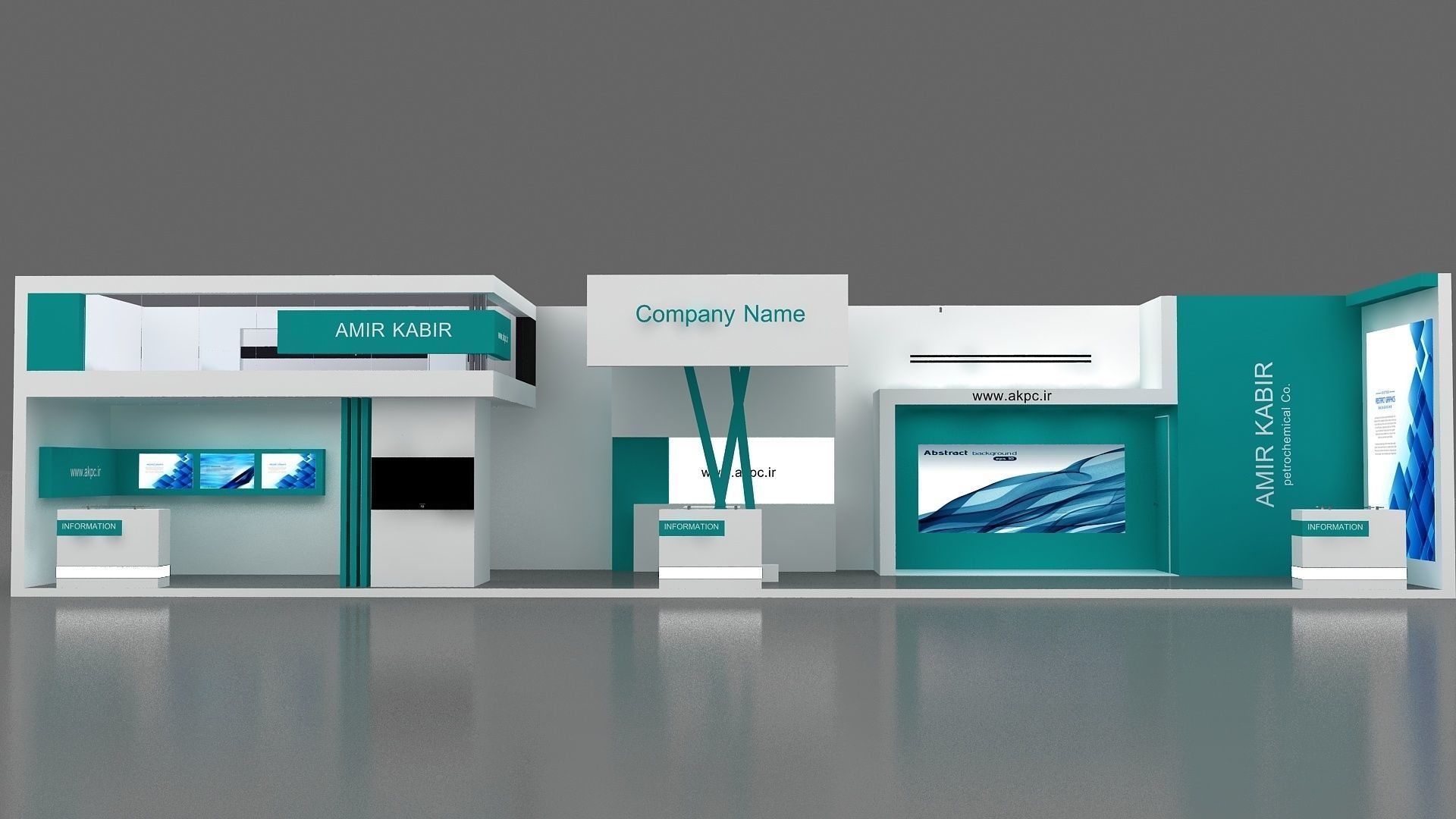 Exhibition booth Low-poly 3D model_3