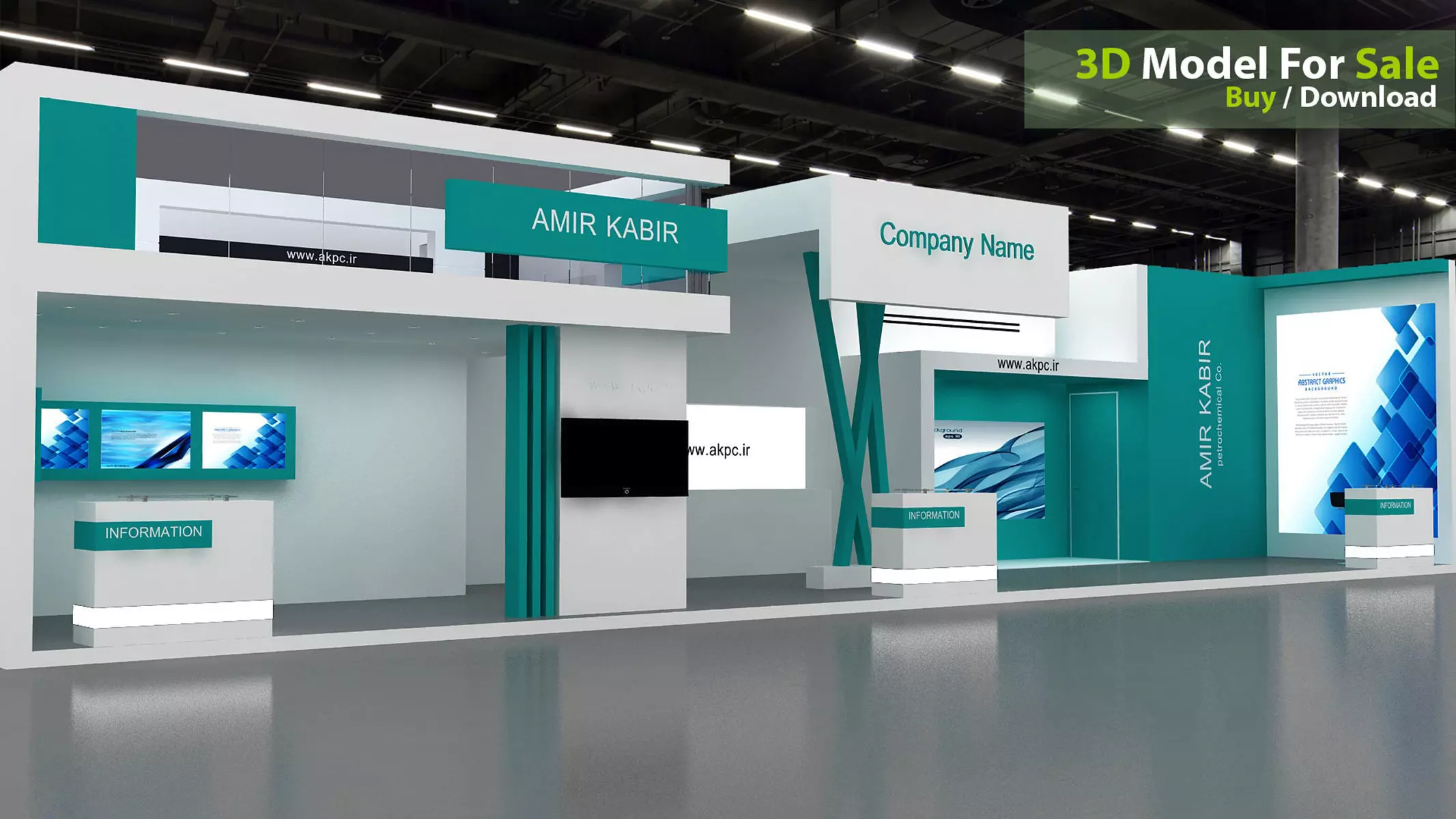 Exhibition booth Low-poly 3D model_0
