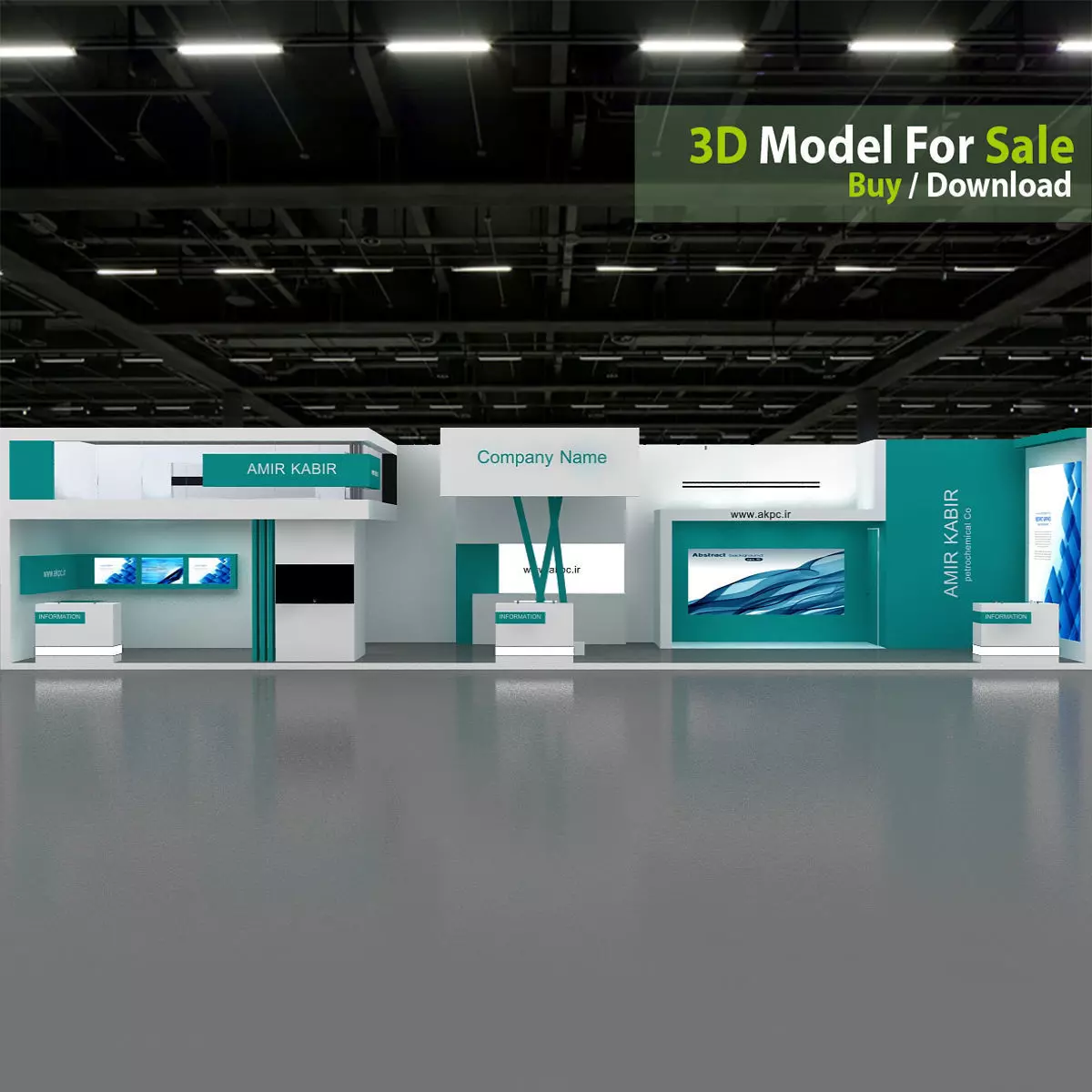 Exhibition booth Low-poly 3D model_14