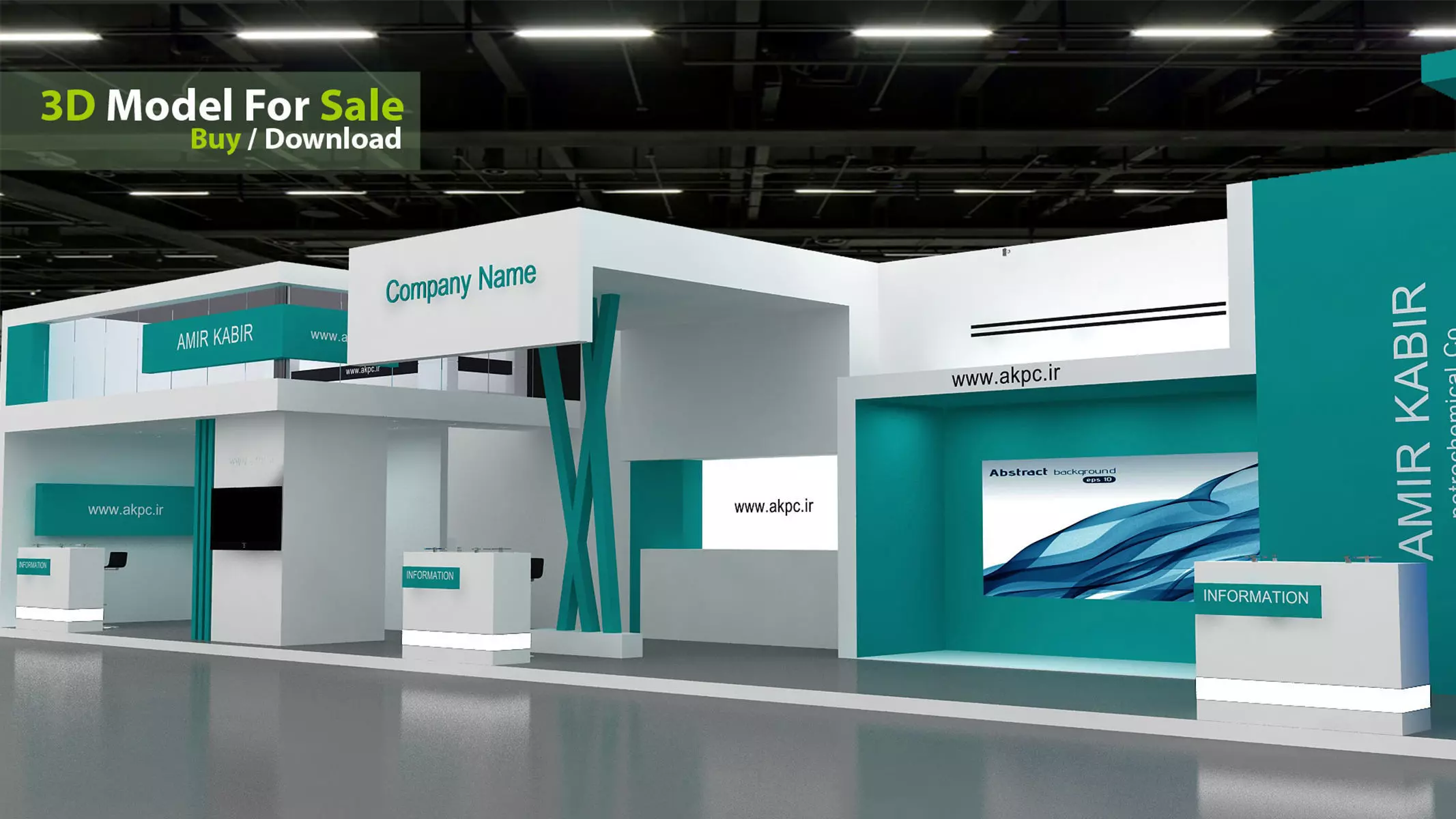 Exhibition booth Low-poly 3D model_2