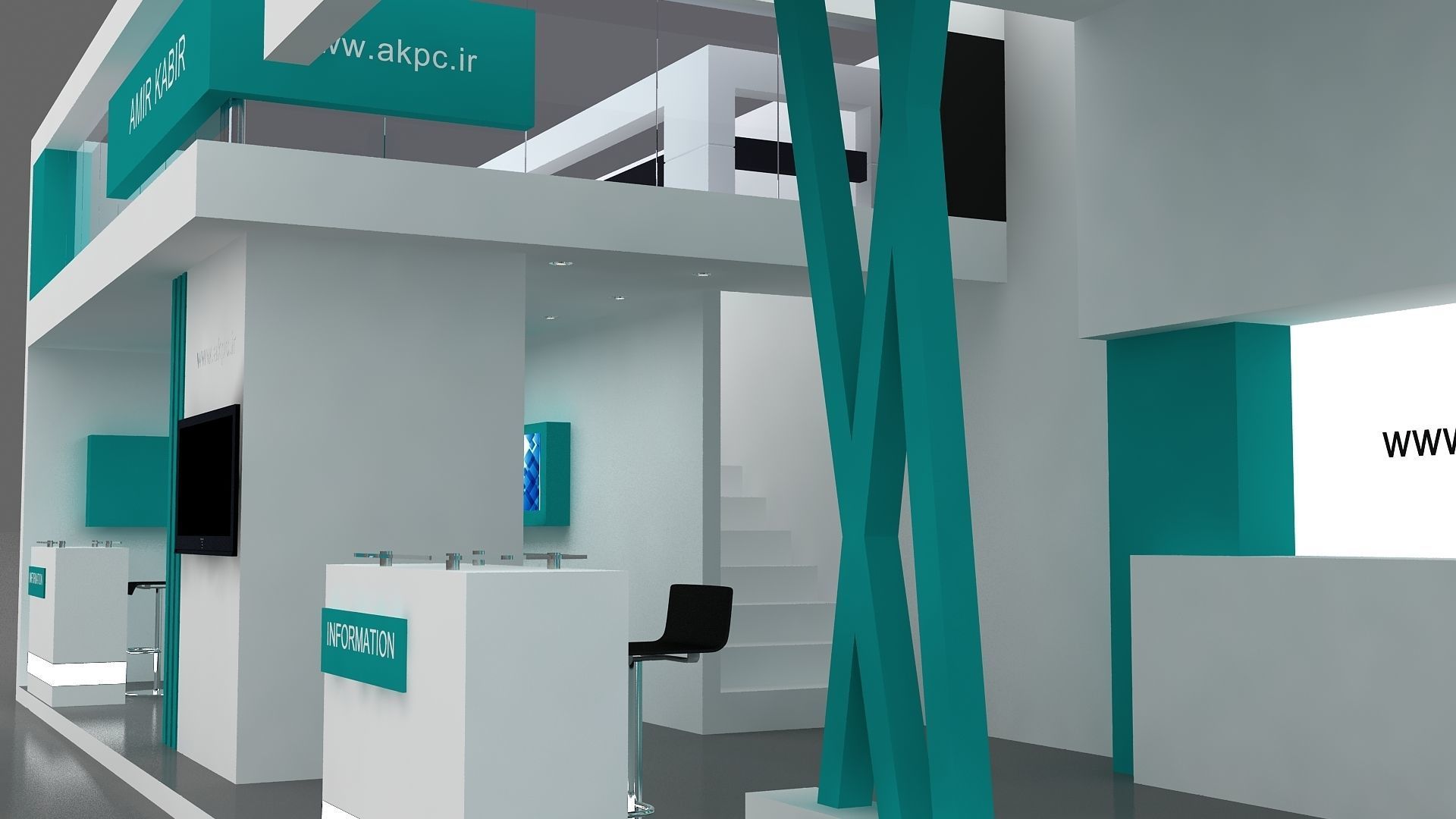 Exhibition booth Low-poly 3D model_8