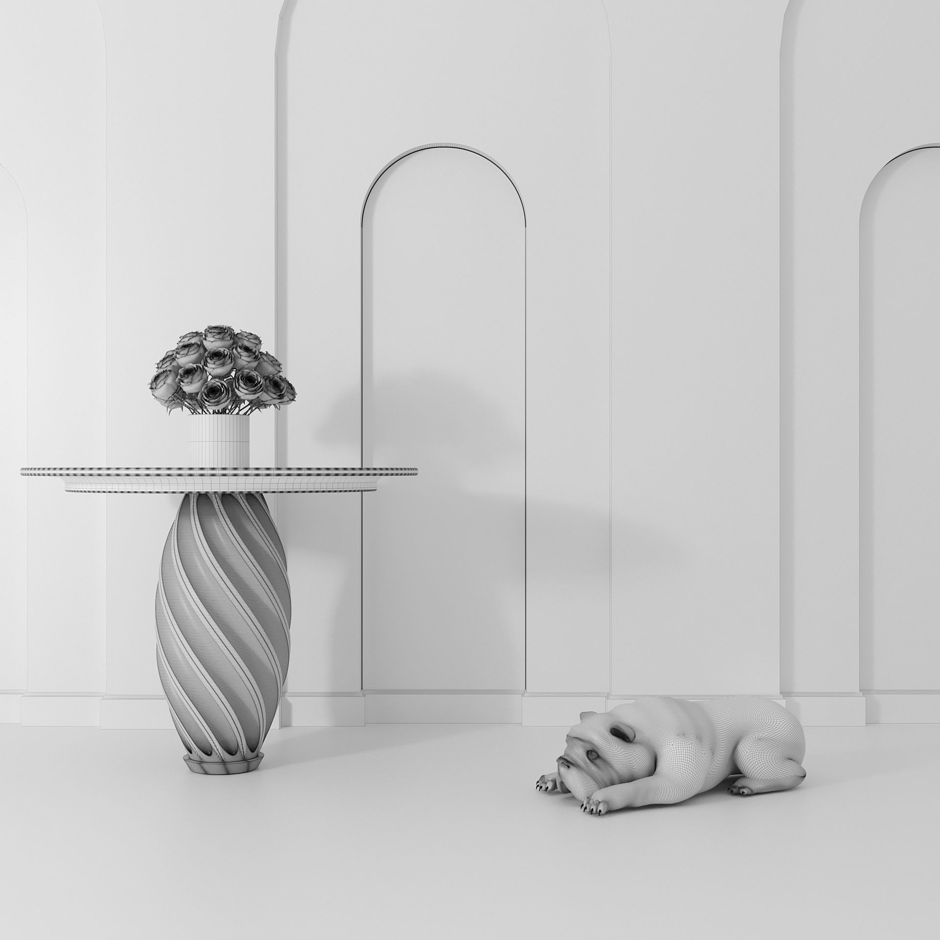 Circle Entry Table with animation scane 3D model_2