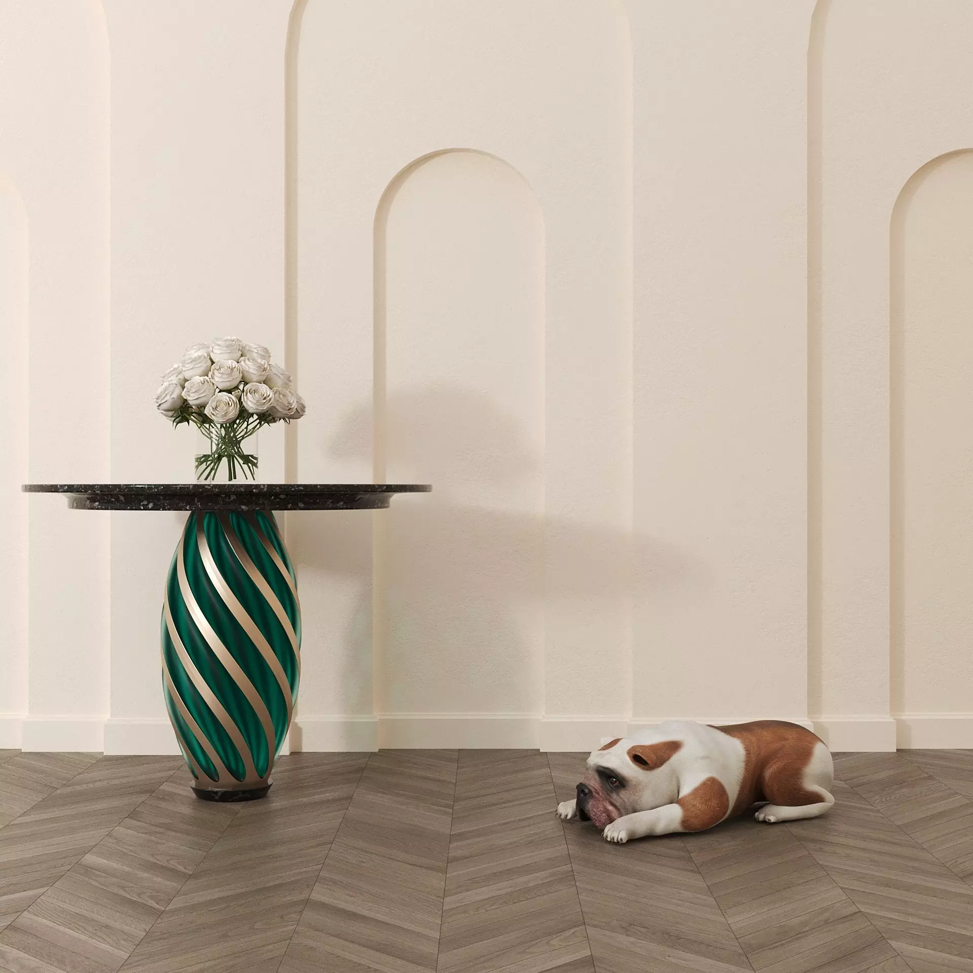 Circle Entry Table with animation scane 3D model_0