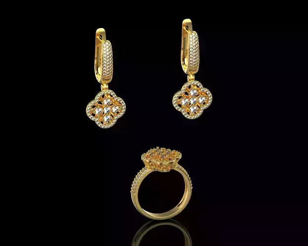 Diamond Ring and Earrings Set N147