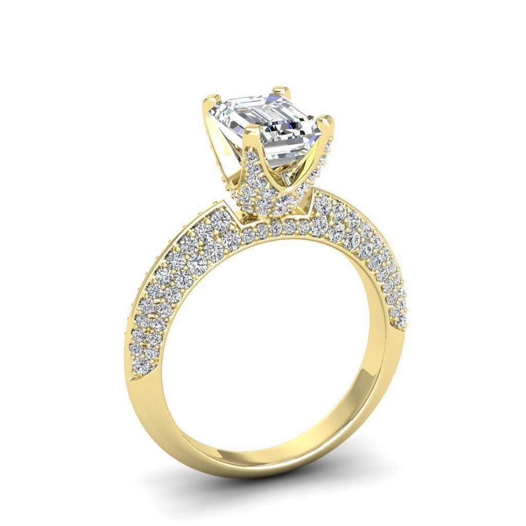 Engagement ring Stella emerald 3D print model_6