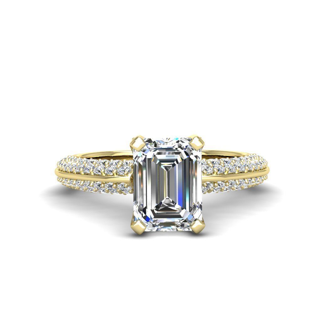 Engagement ring Stella emerald 3D print model_17