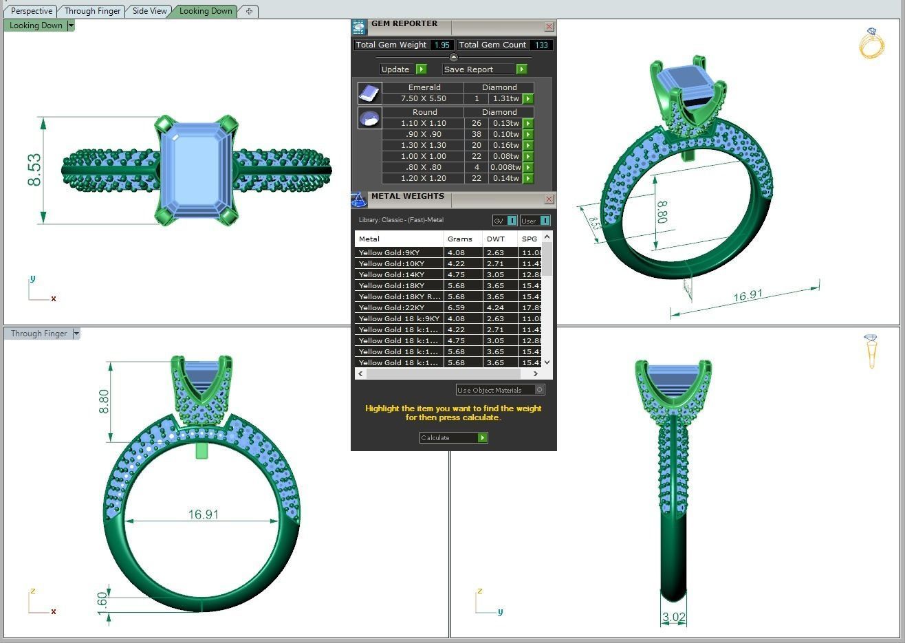 Engagement ring Stella emerald 3D print model_4