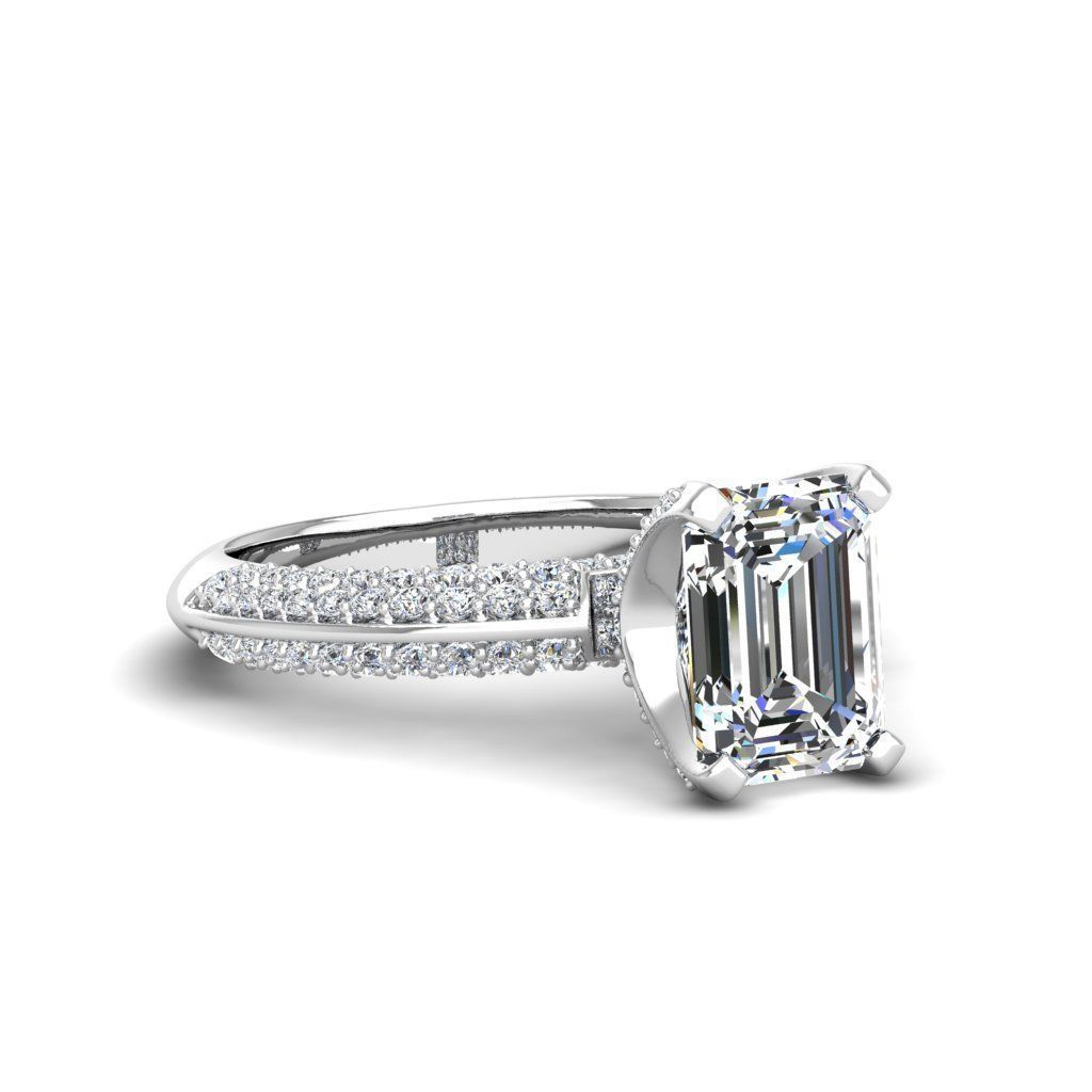 Engagement ring Stella emerald 3D print model_8