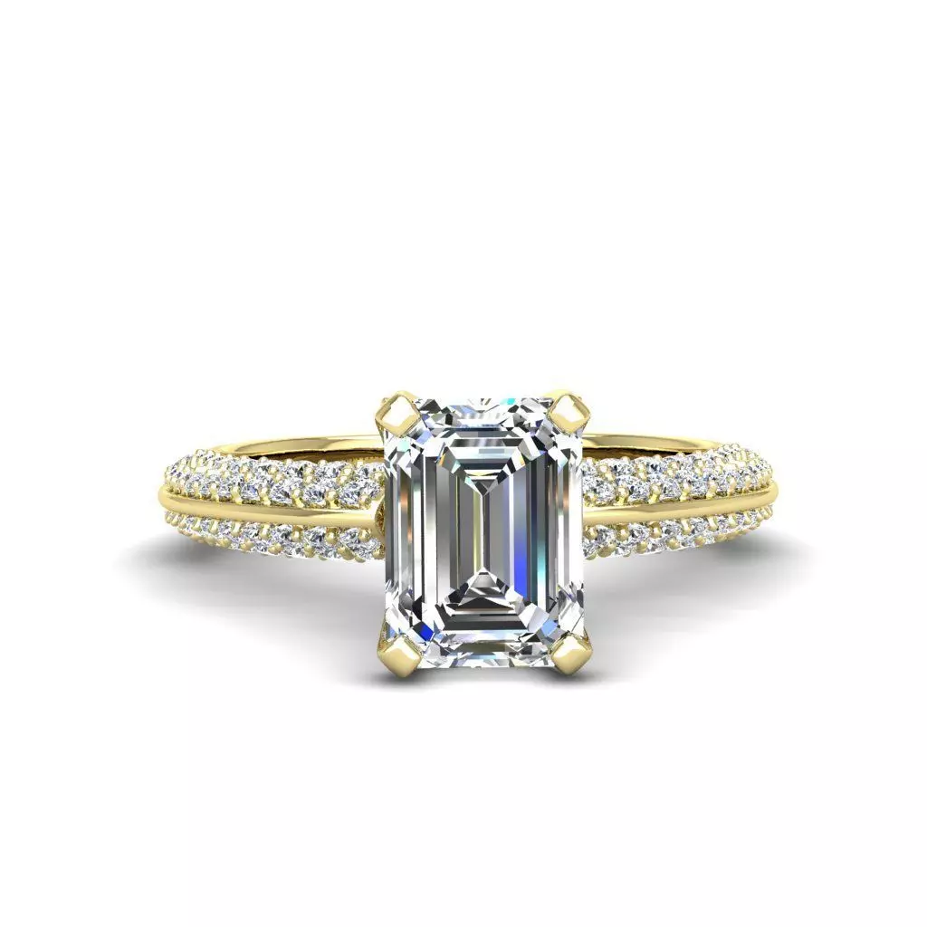 Engagement ring Stella emerald 3D print model_0