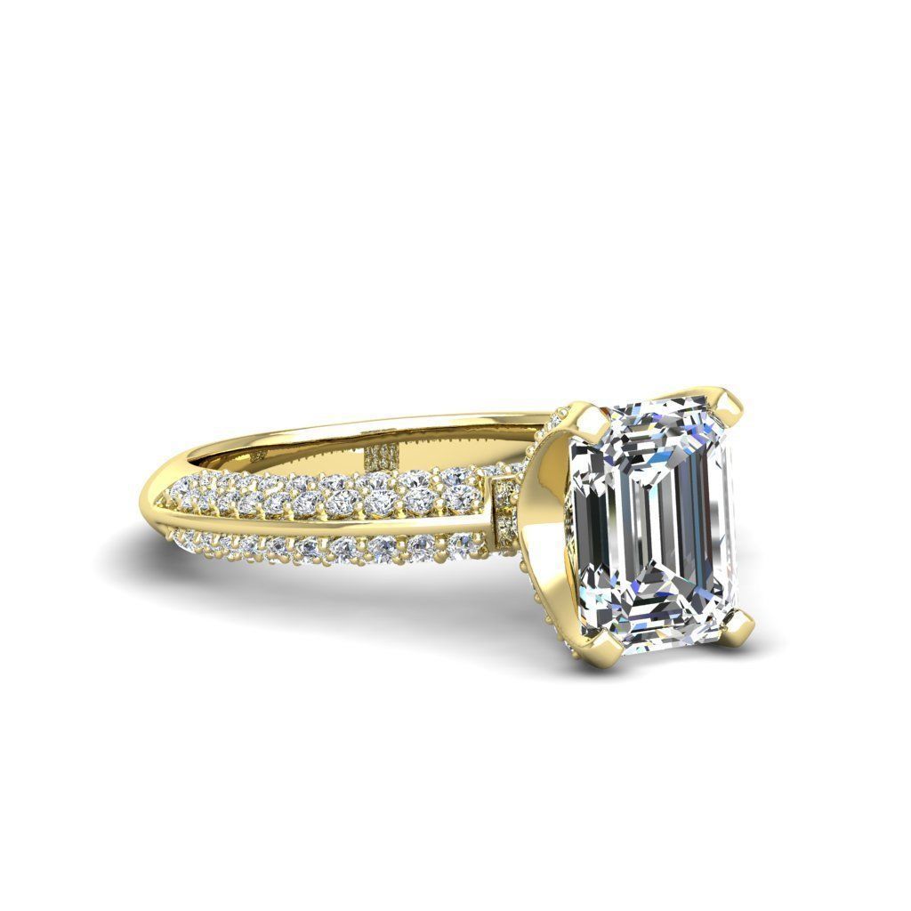 Engagement ring Stella emerald 3D print model_21