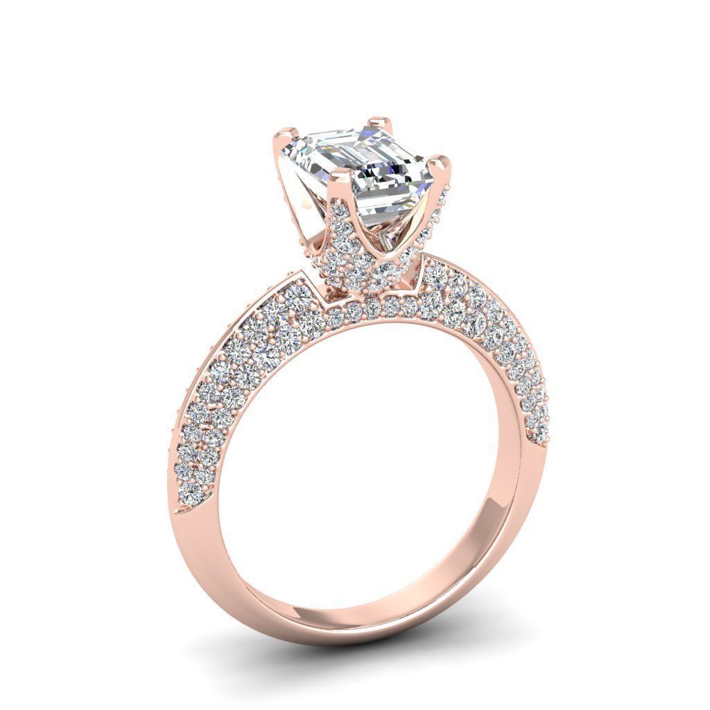 Engagement ring Stella emerald 3D print model_14