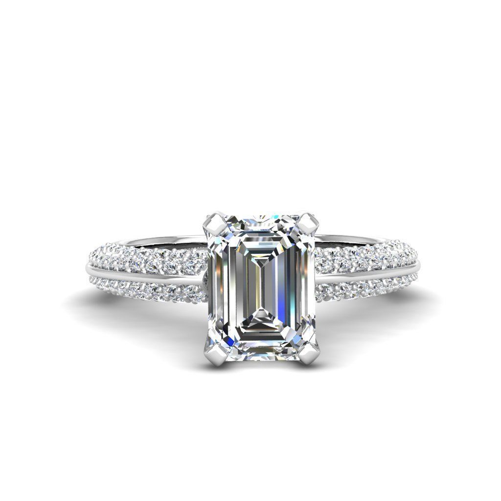 Engagement ring Stella emerald 3D print model_28