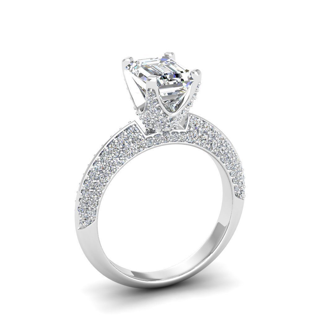 Engagement ring Stella emerald 3D print model_25