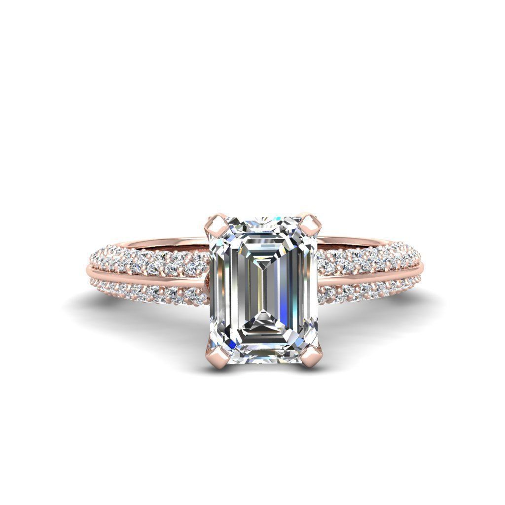 Engagement ring Stella emerald 3D print model_19