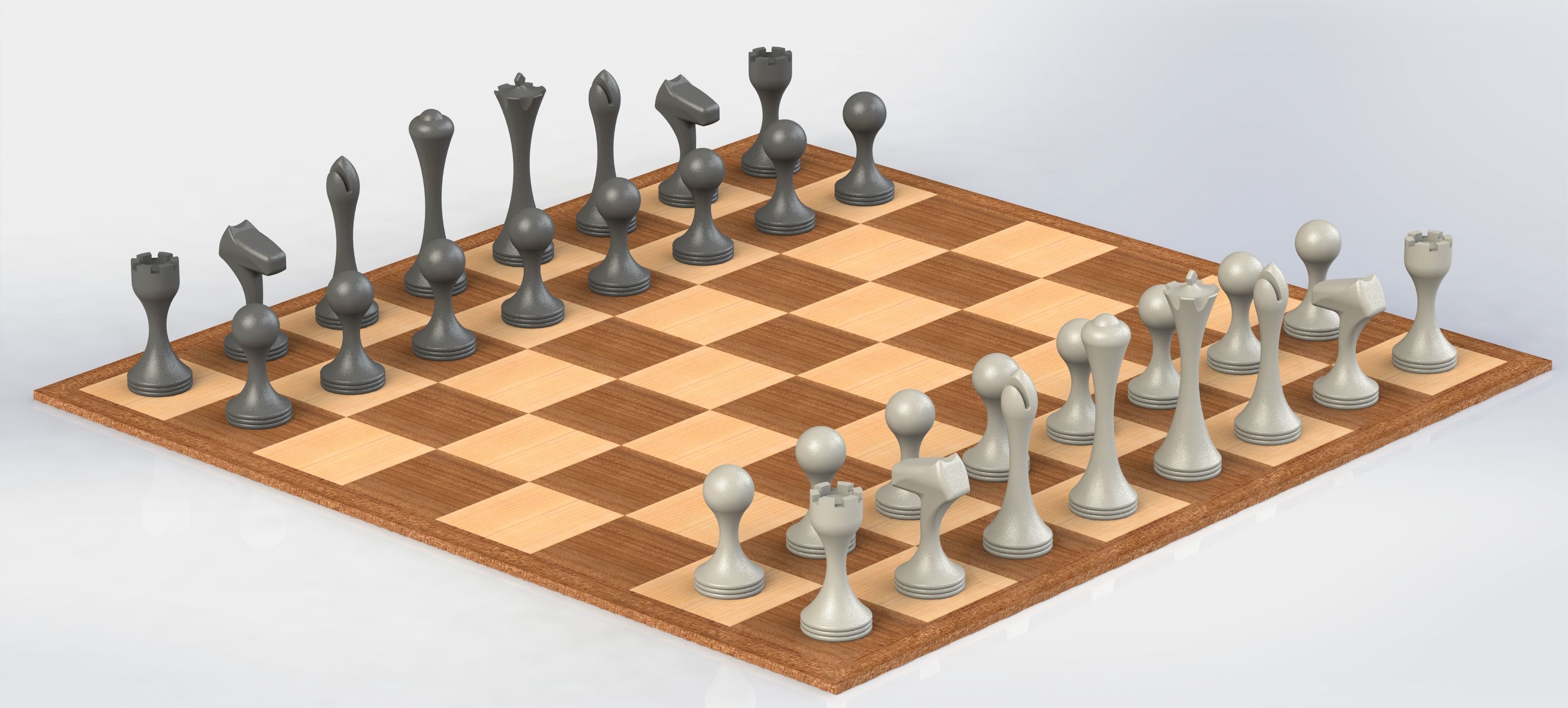 Slim Chess Set 3D print model_1