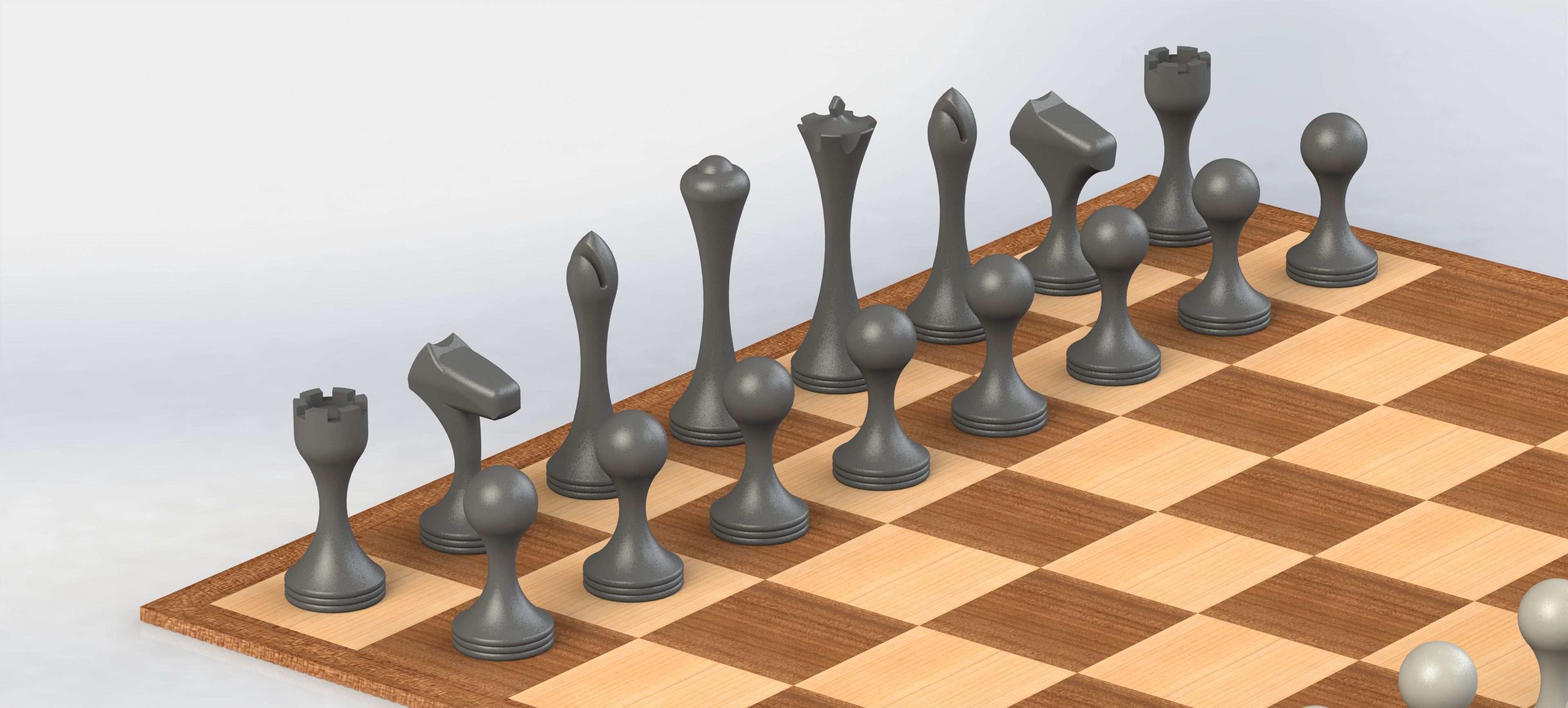 Slim Chess Set 3D print model_7