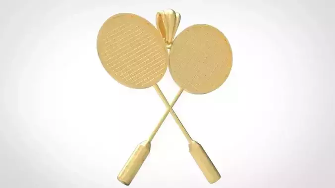 3d Vintage Badminton Themed pendant necklace charm Jewelry
