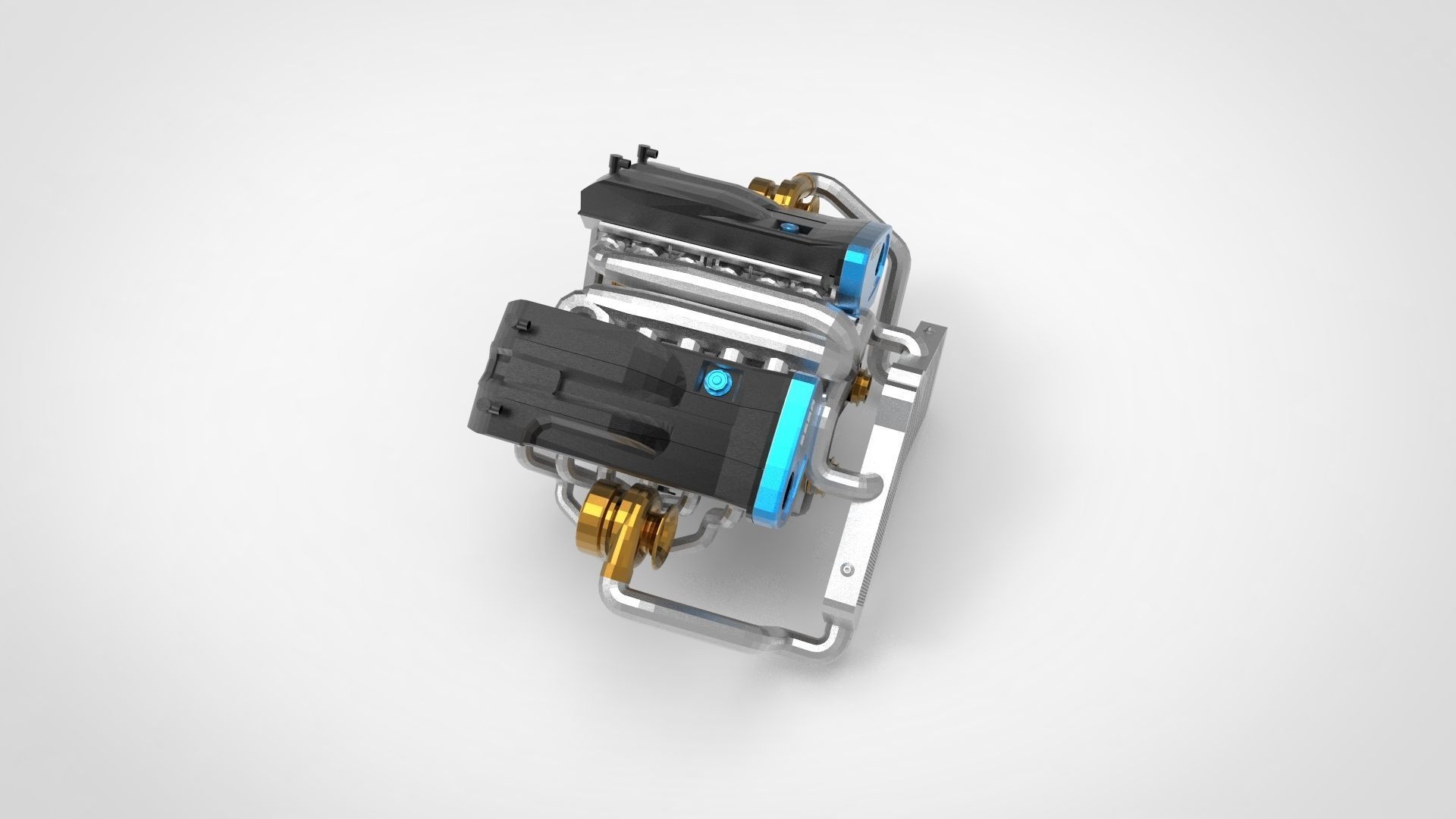 V-type engine 3D model_4