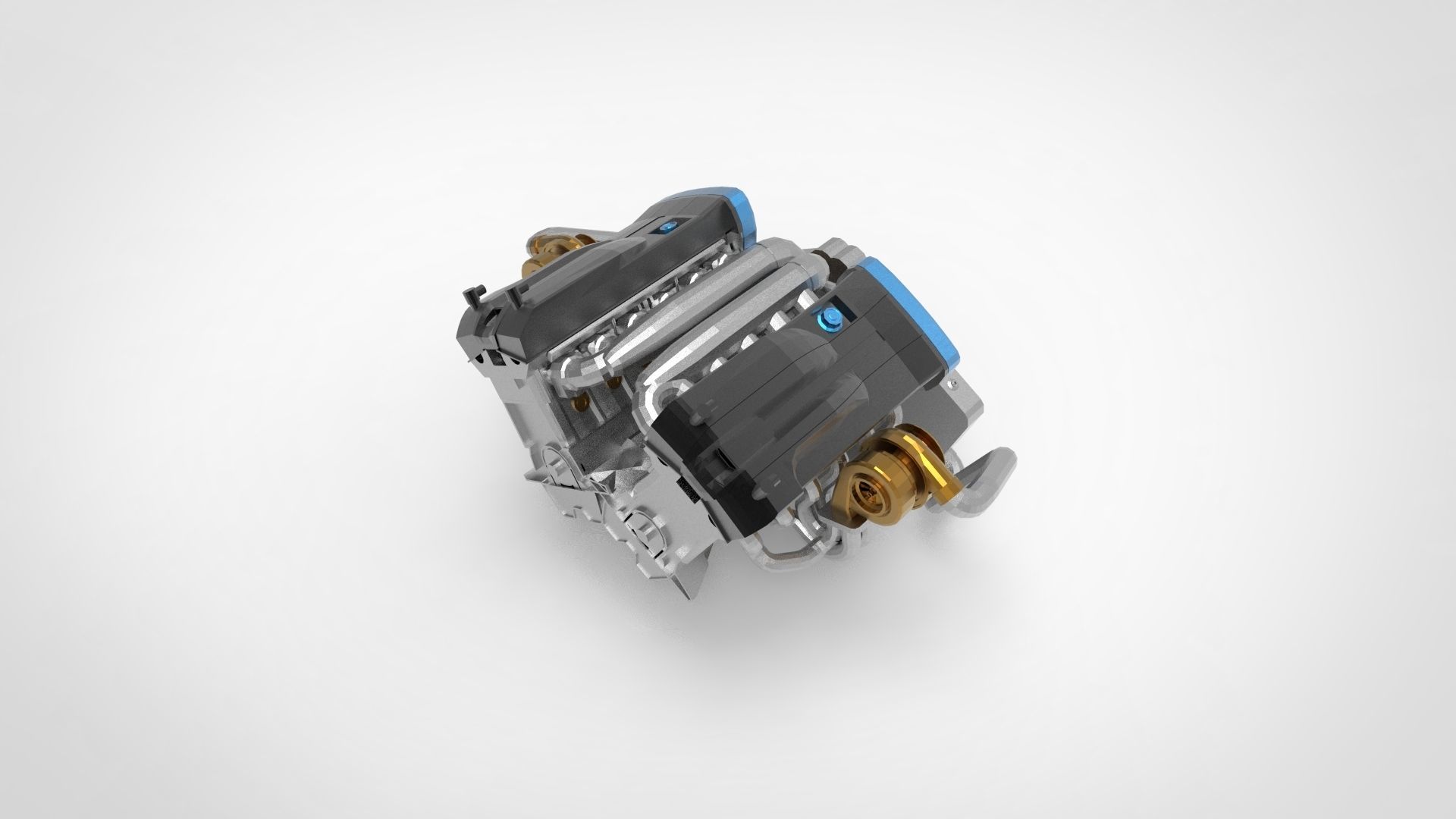 V-type engine 3D model_3