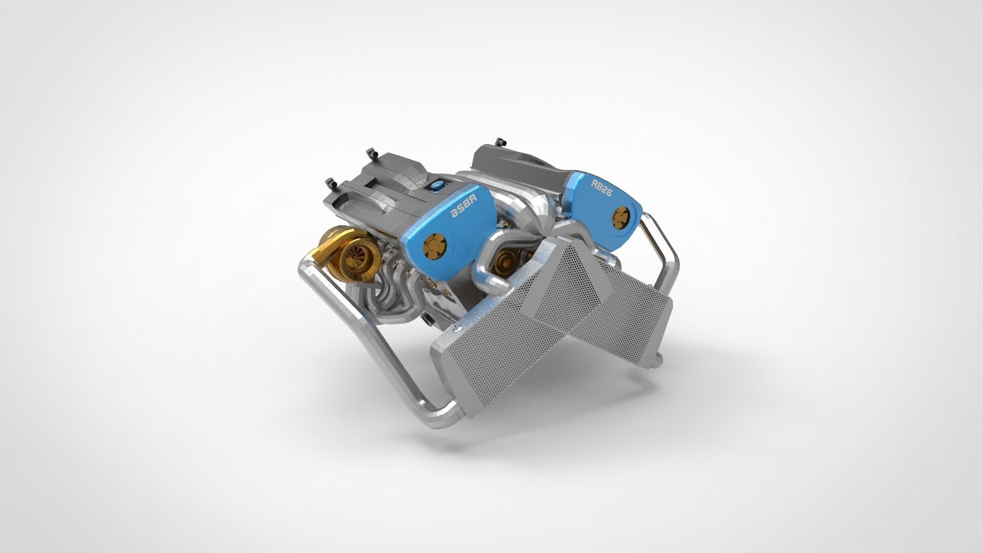 V-type engine 3D model_1
