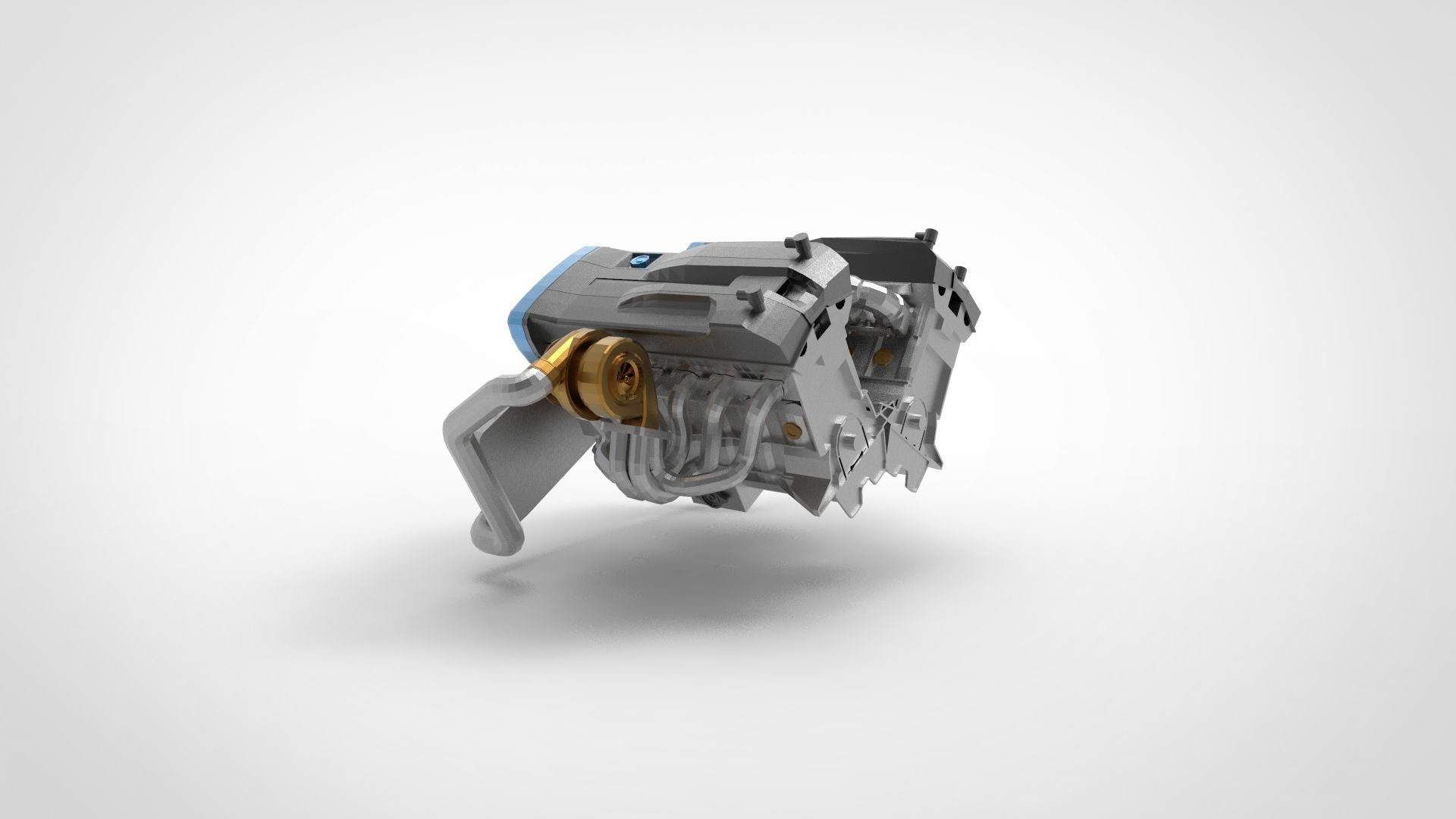 V-type engine 3D model_2