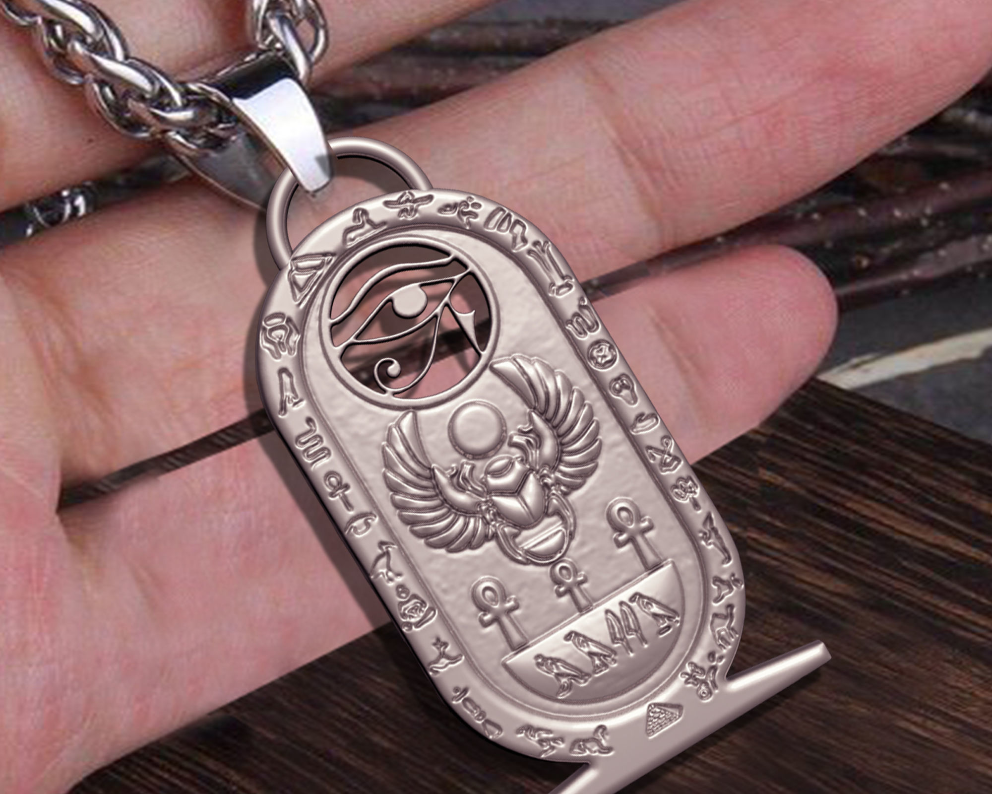 Eye of Horus Necklace Ancient Egyption Inscriptions pendant 3D print model_7