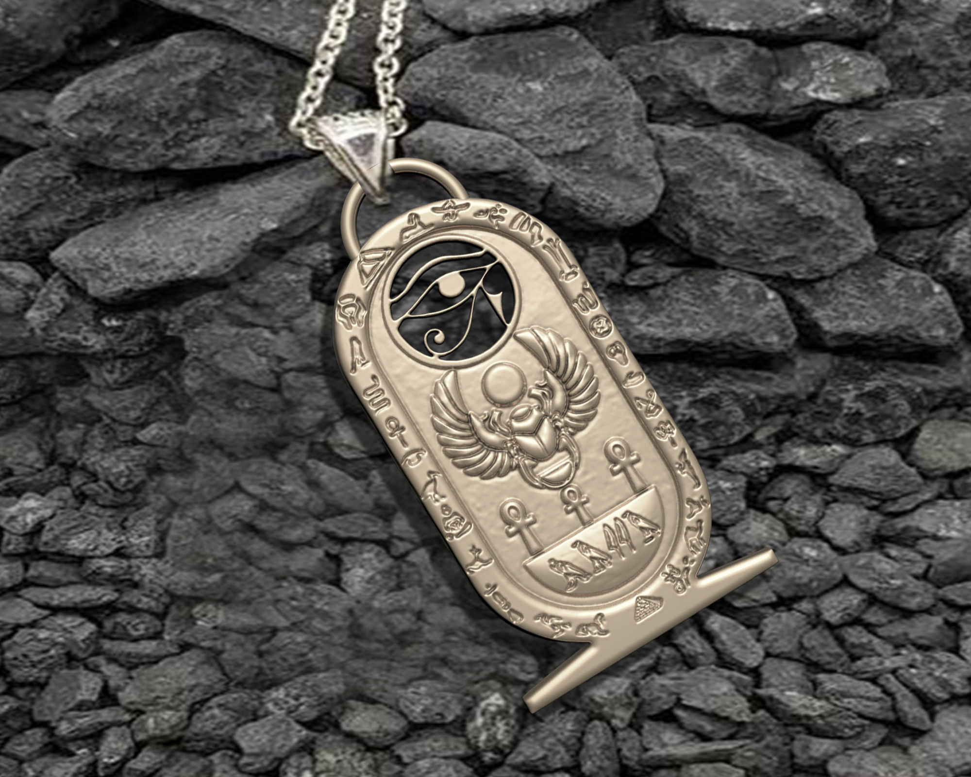 Eye of Horus Necklace Ancient Egyption Inscriptions pendant 3D print model_1