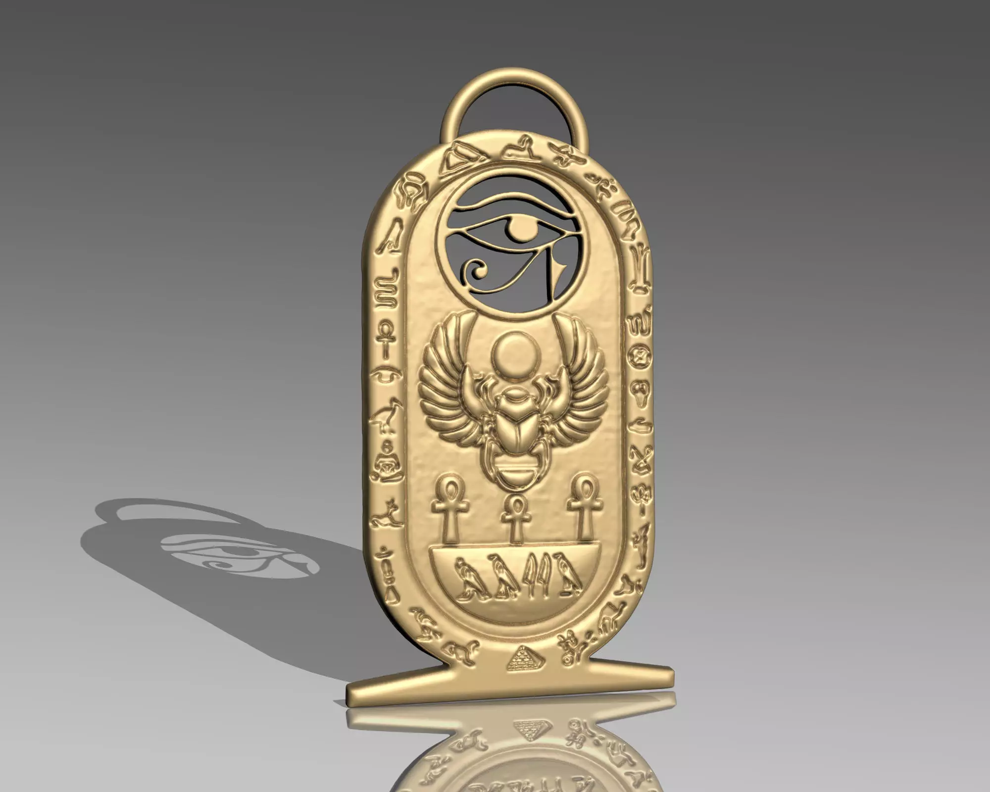 Eye of Horus Necklace Ancient Egyption Inscriptions pendant 3D print model_0