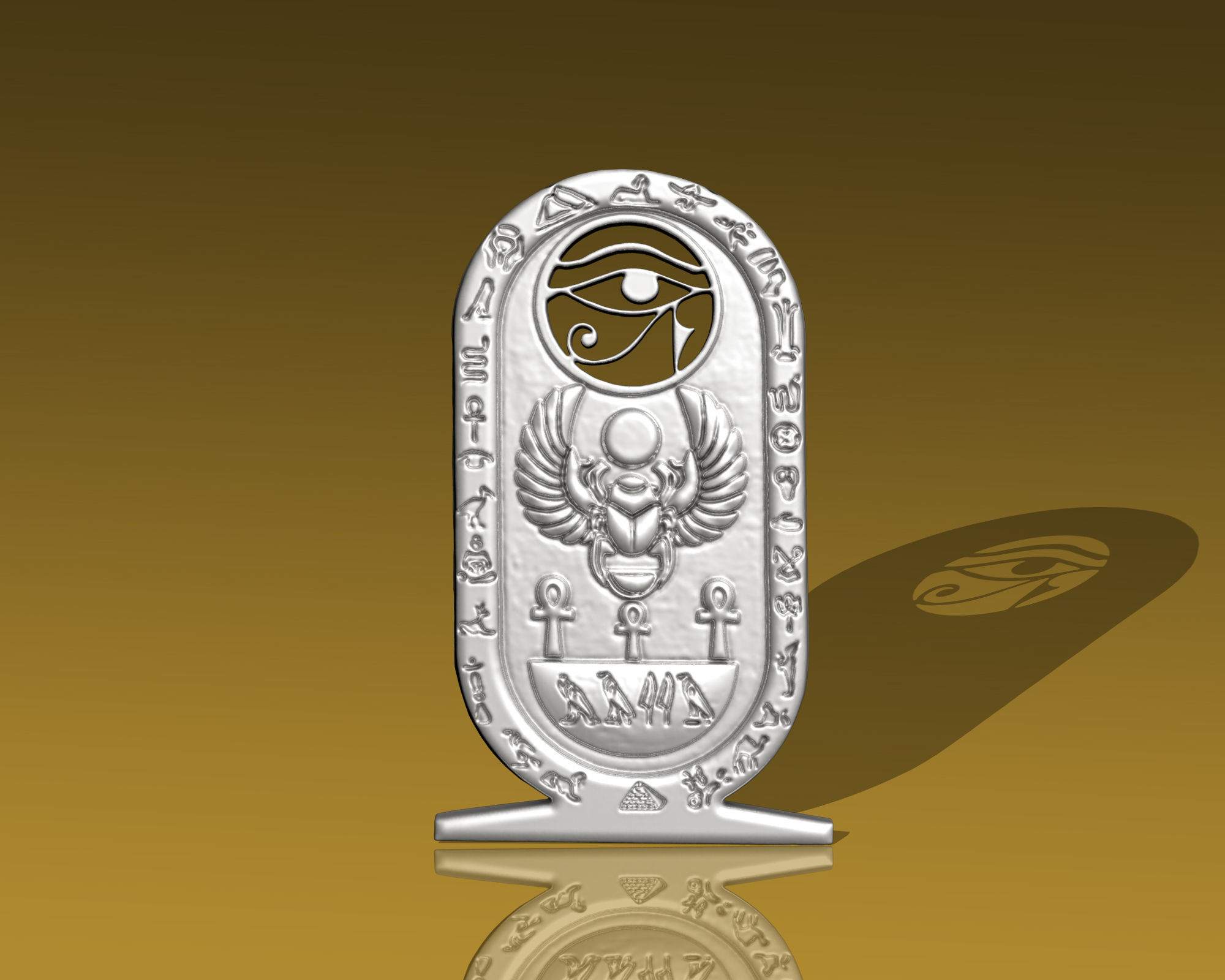 Eye of Horus Necklace Ancient Egyption Inscriptions pendant 3D print model_3