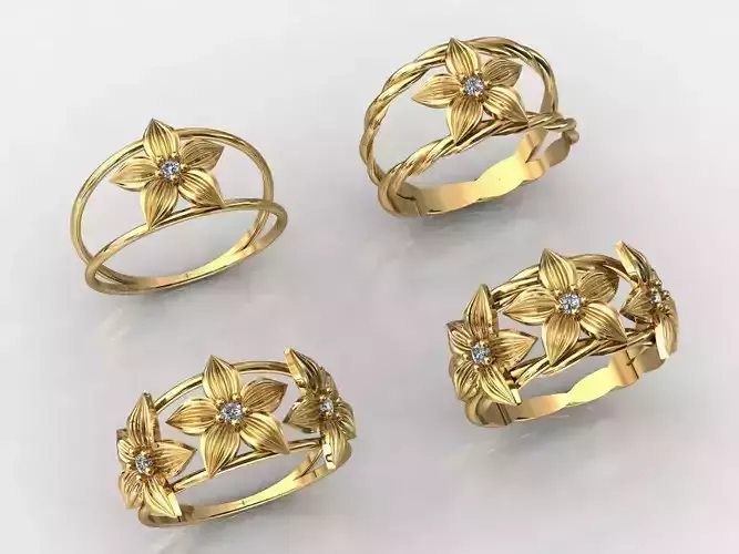 ring - flower -  3D print model