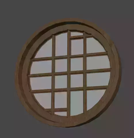 Japanese style room with round window Free 3D model