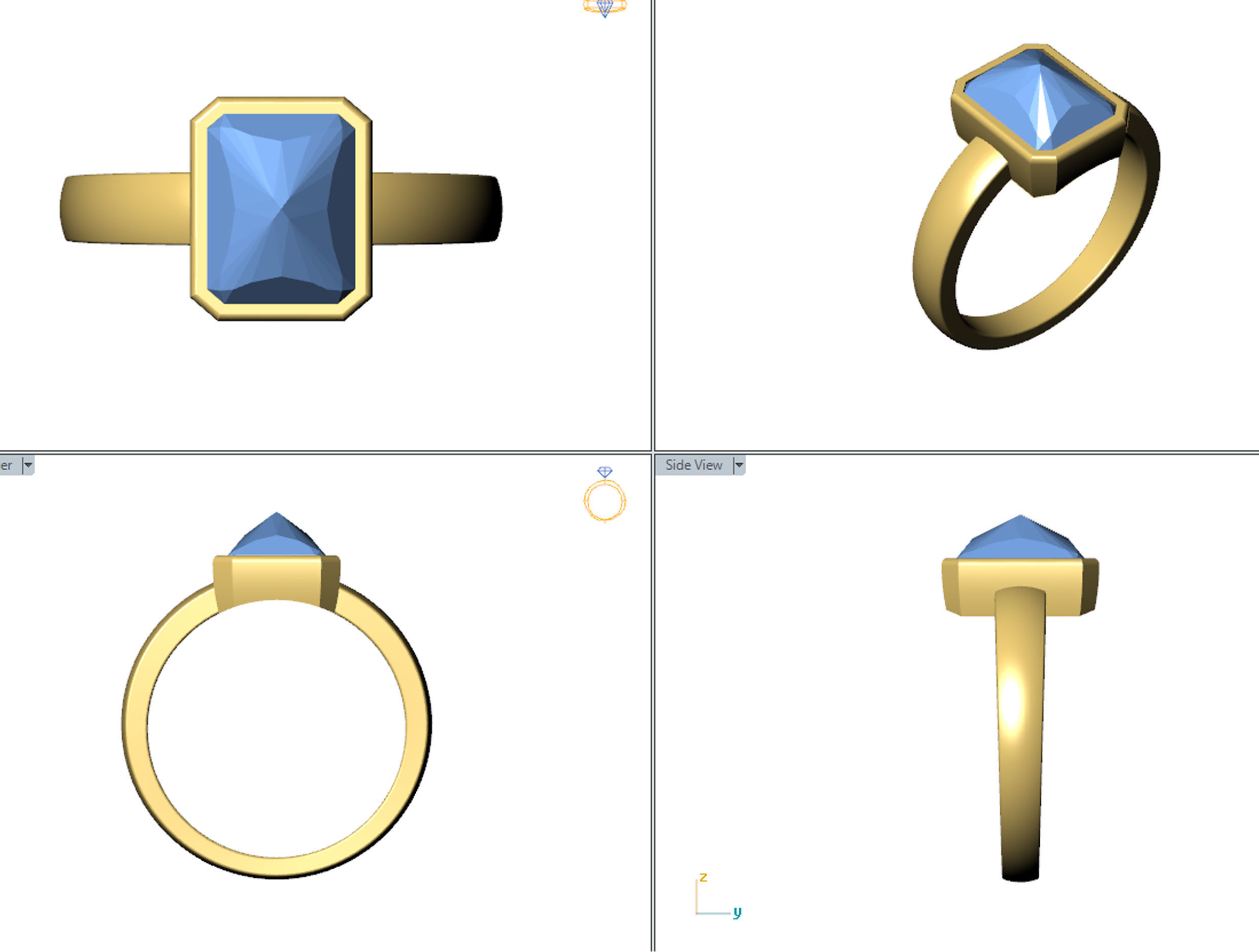 emarald stone ring 3d model printable model 3D print model_4