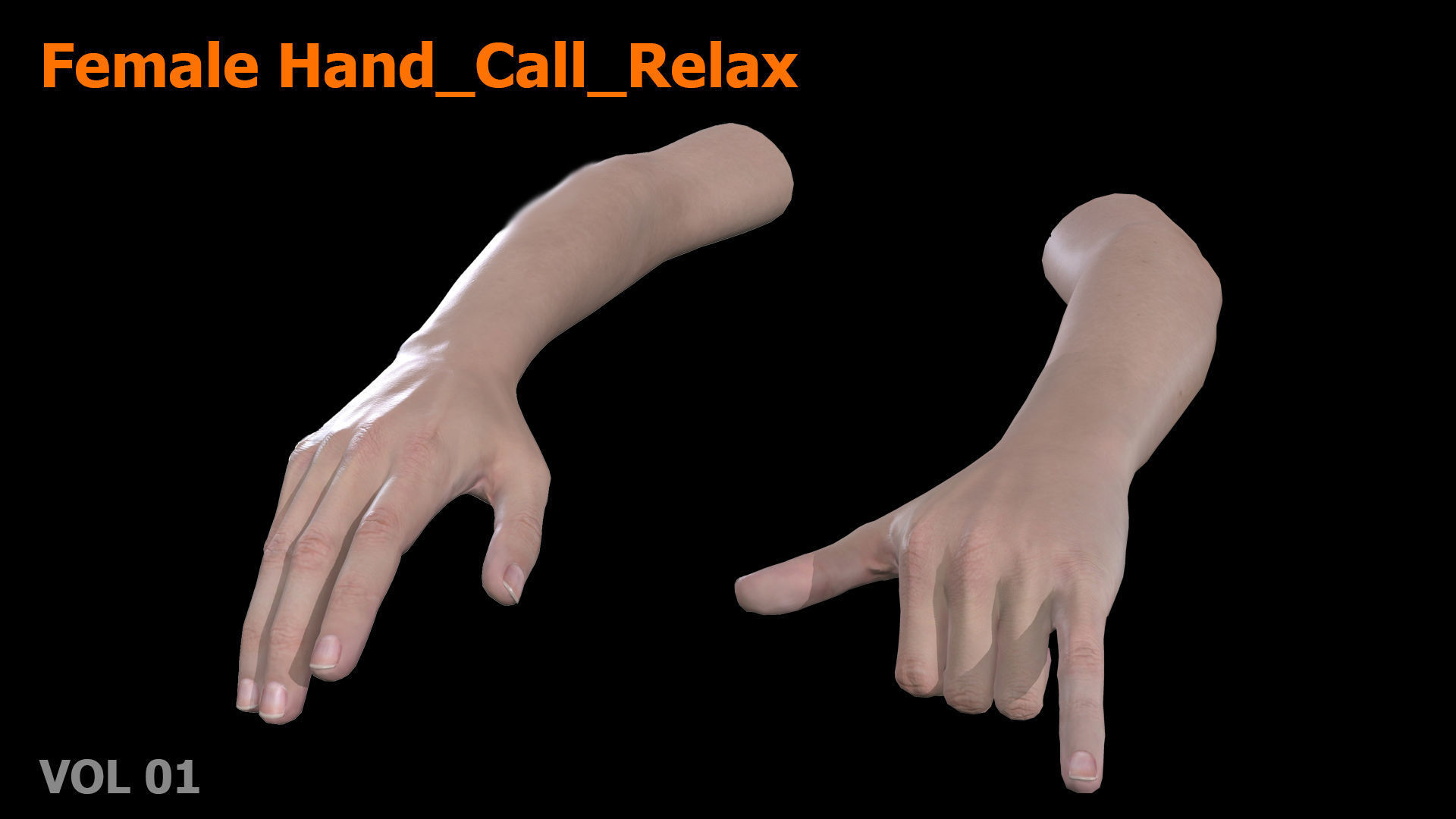 Female Hand Relax Call 3D model Low-poly 3D model_7