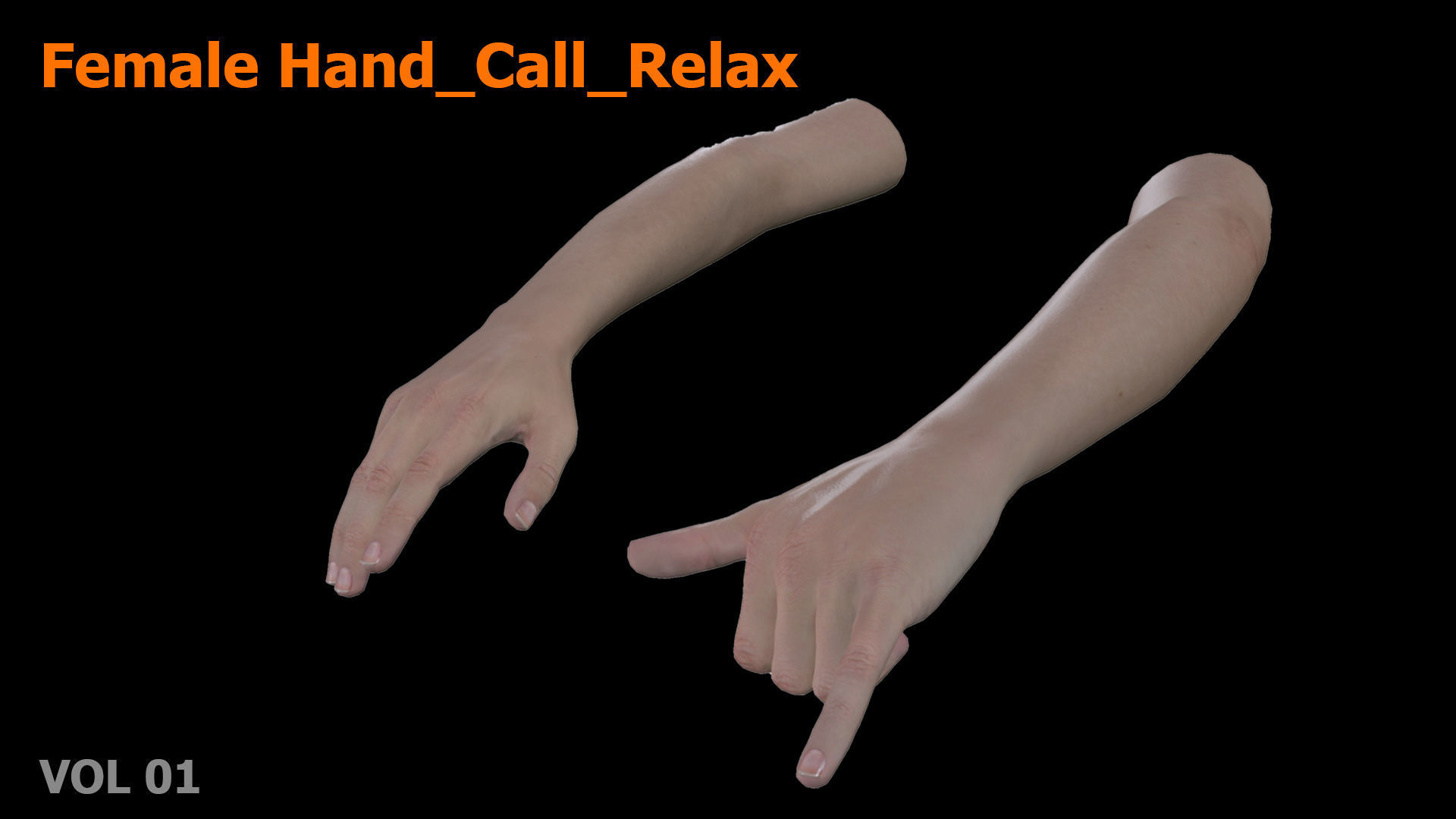 Female Hand Relax Call 3D model Low-poly 3D model_4