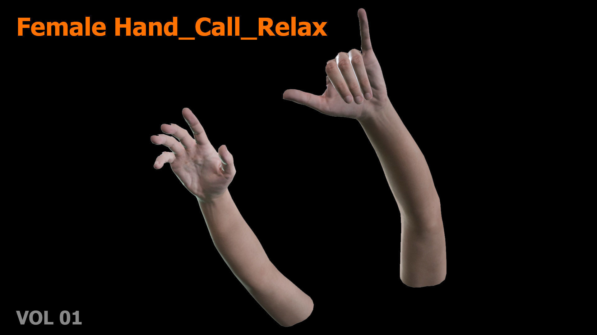 Female Hand Relax Call 3D model Low-poly 3D model_9