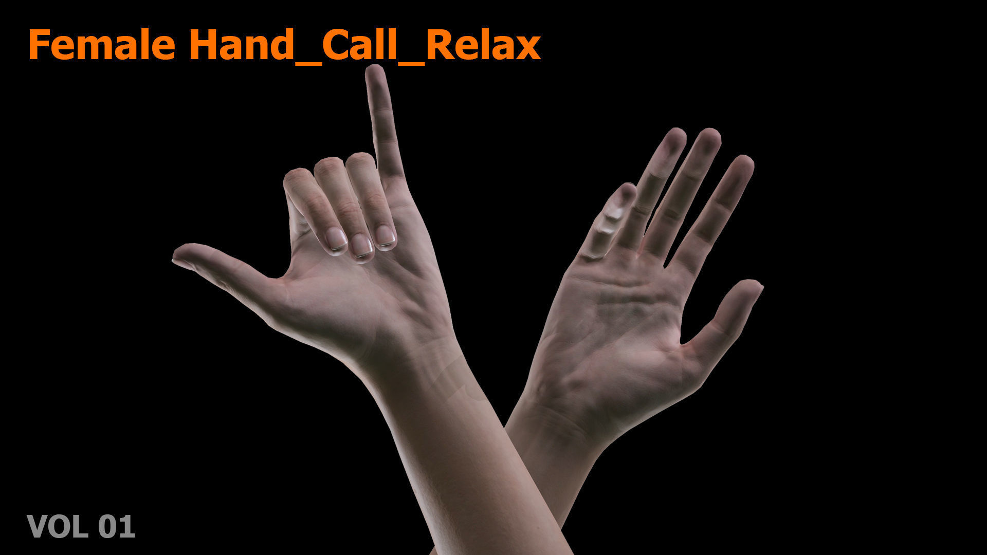 Female Hand Relax Call 3D model Low-poly 3D model_3