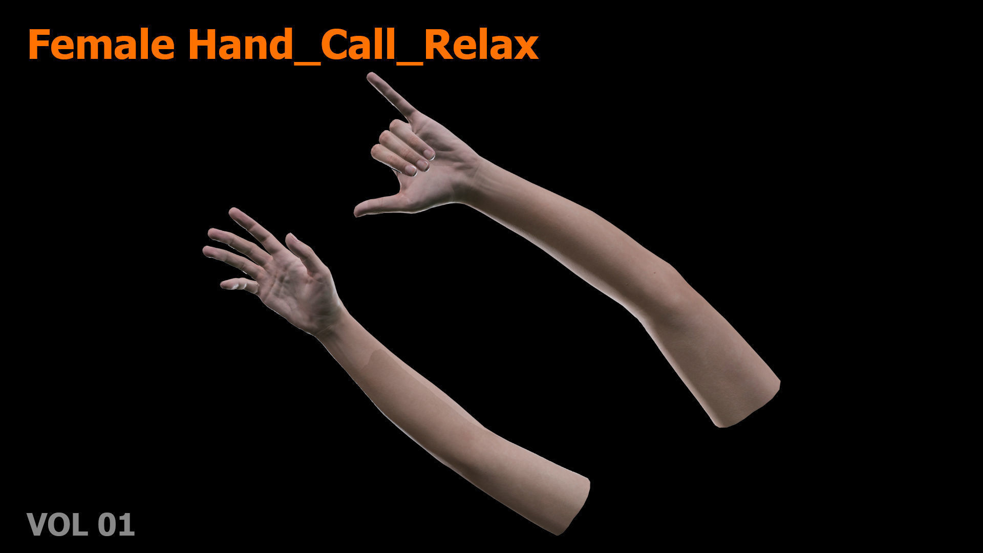 Female Hand Relax Call 3D model Low-poly 3D model_5