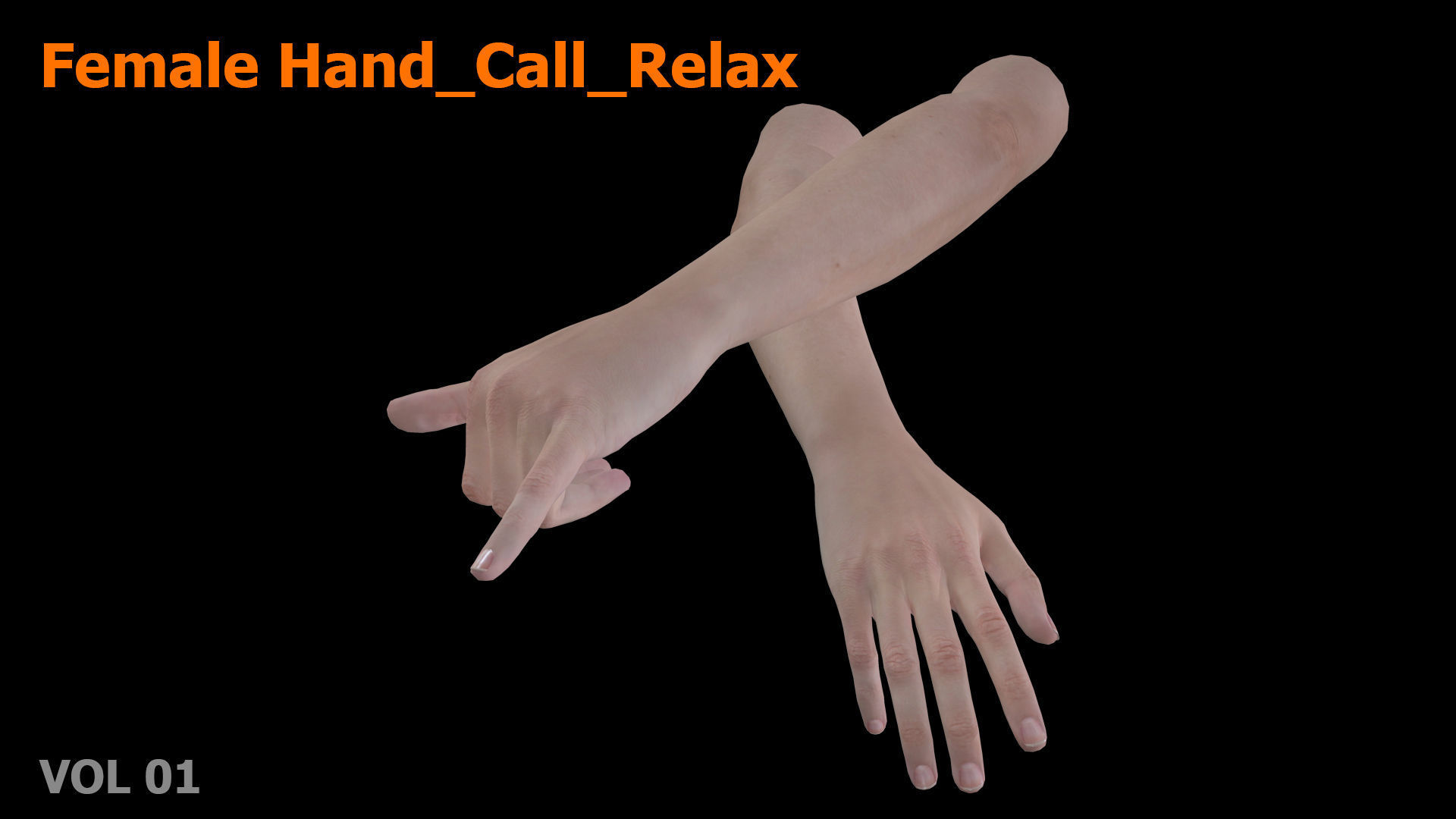 Female Hand Relax Call 3D model Low-poly 3D model_11