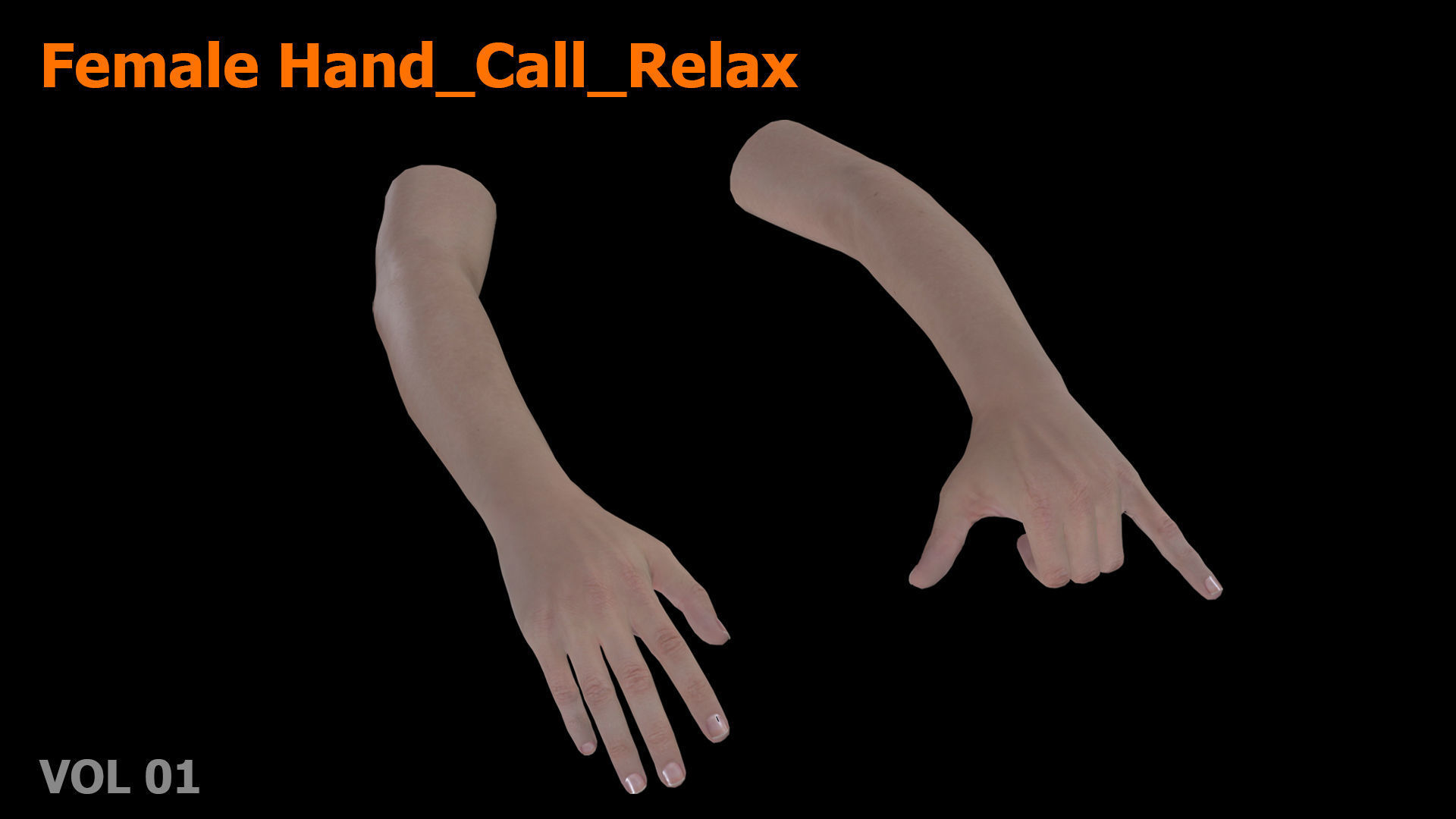 Female Hand Relax Call 3D model Low-poly 3D model_6