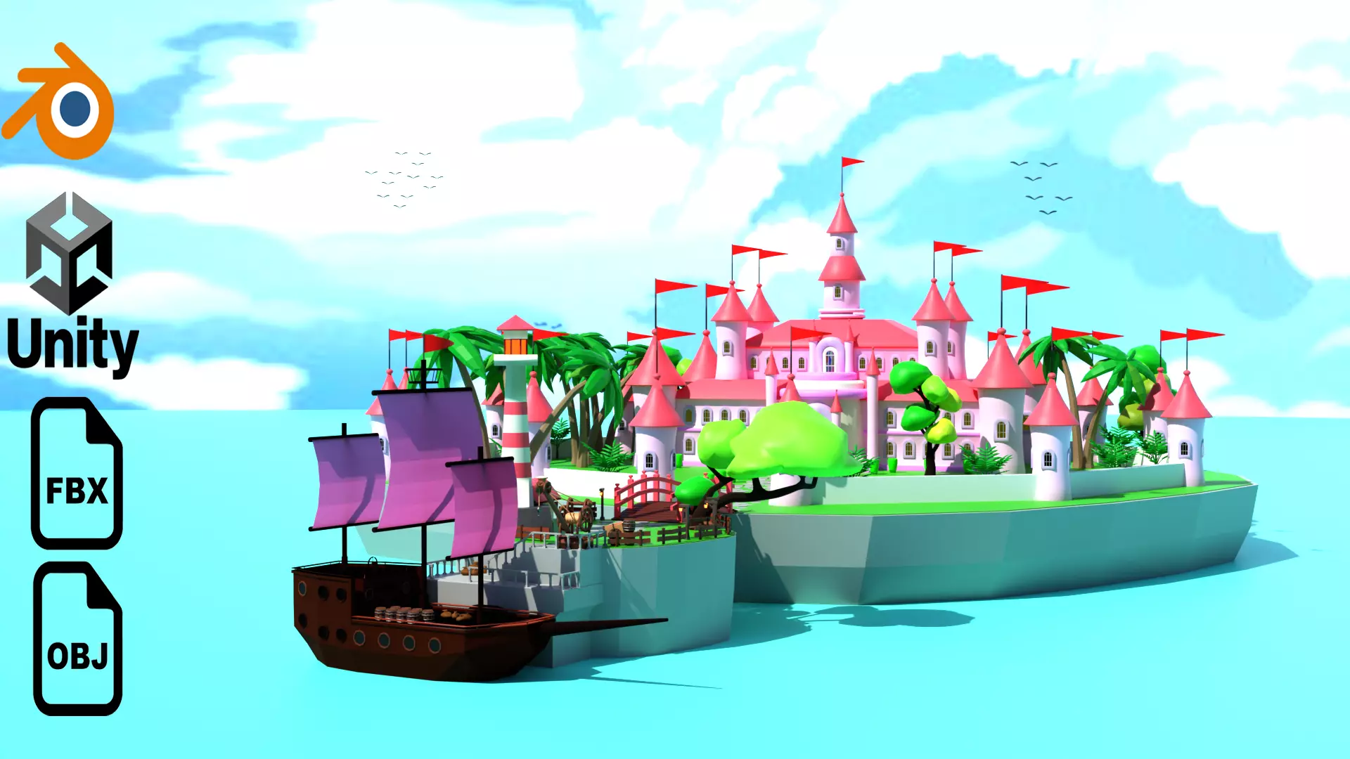 Sea Castle Environment 3D model