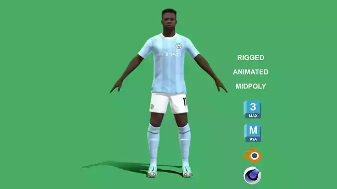 3D Rigged Jeremy Doku Manchester City 2024 3D model